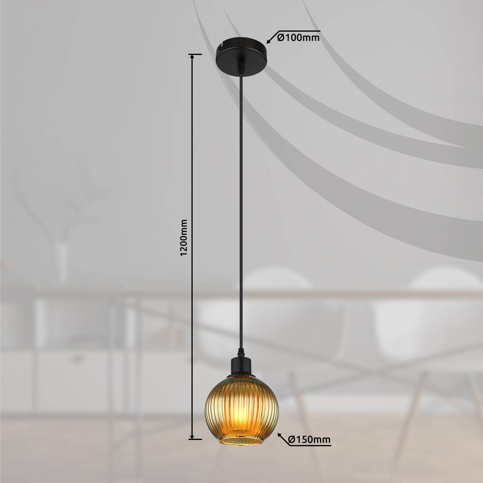 Lampa wisząca Zumba, zielona, Ø 15 cm, szkło