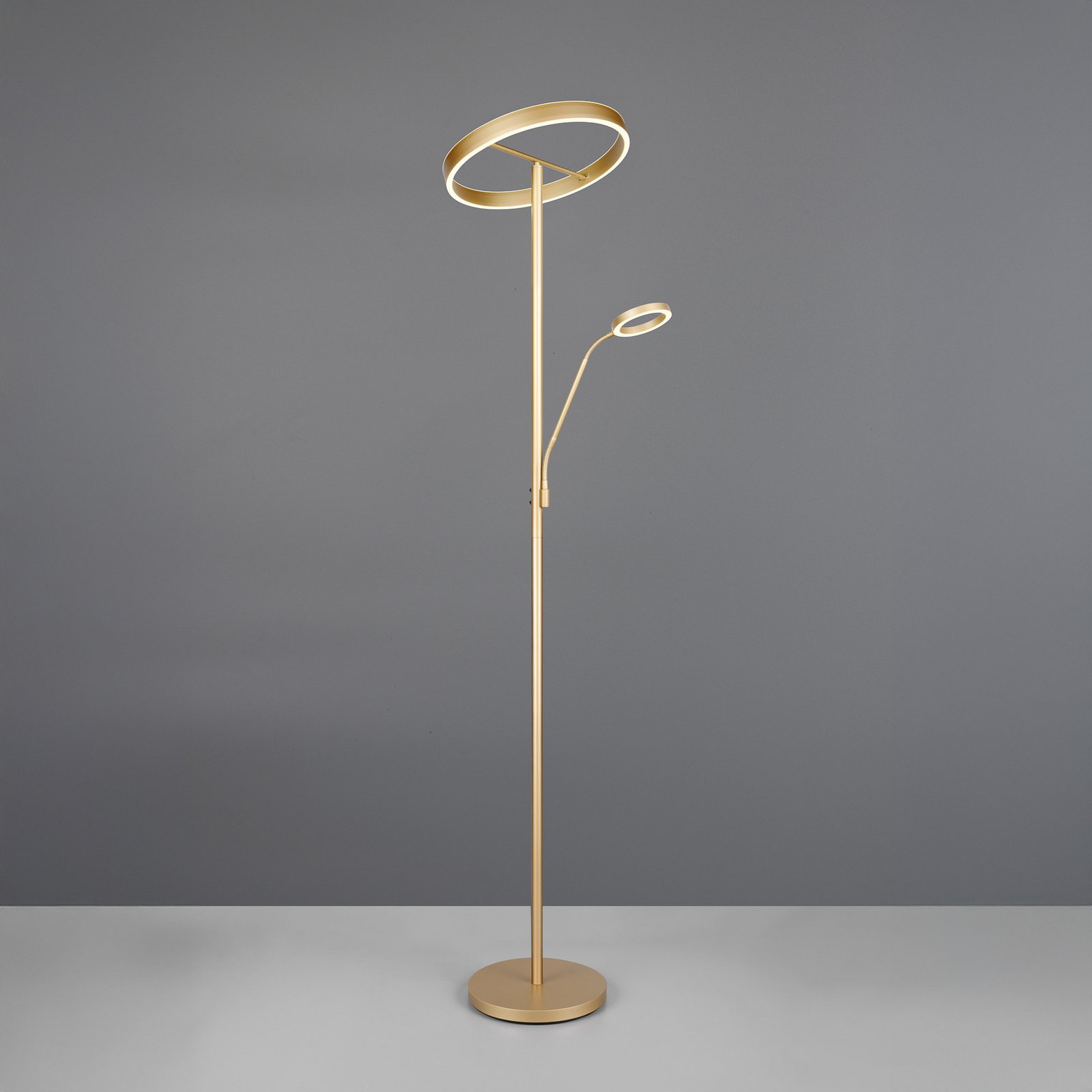 Candeeiro de pé LED Willis, dourado, altura 180 cm, metal, CCT, regulador de