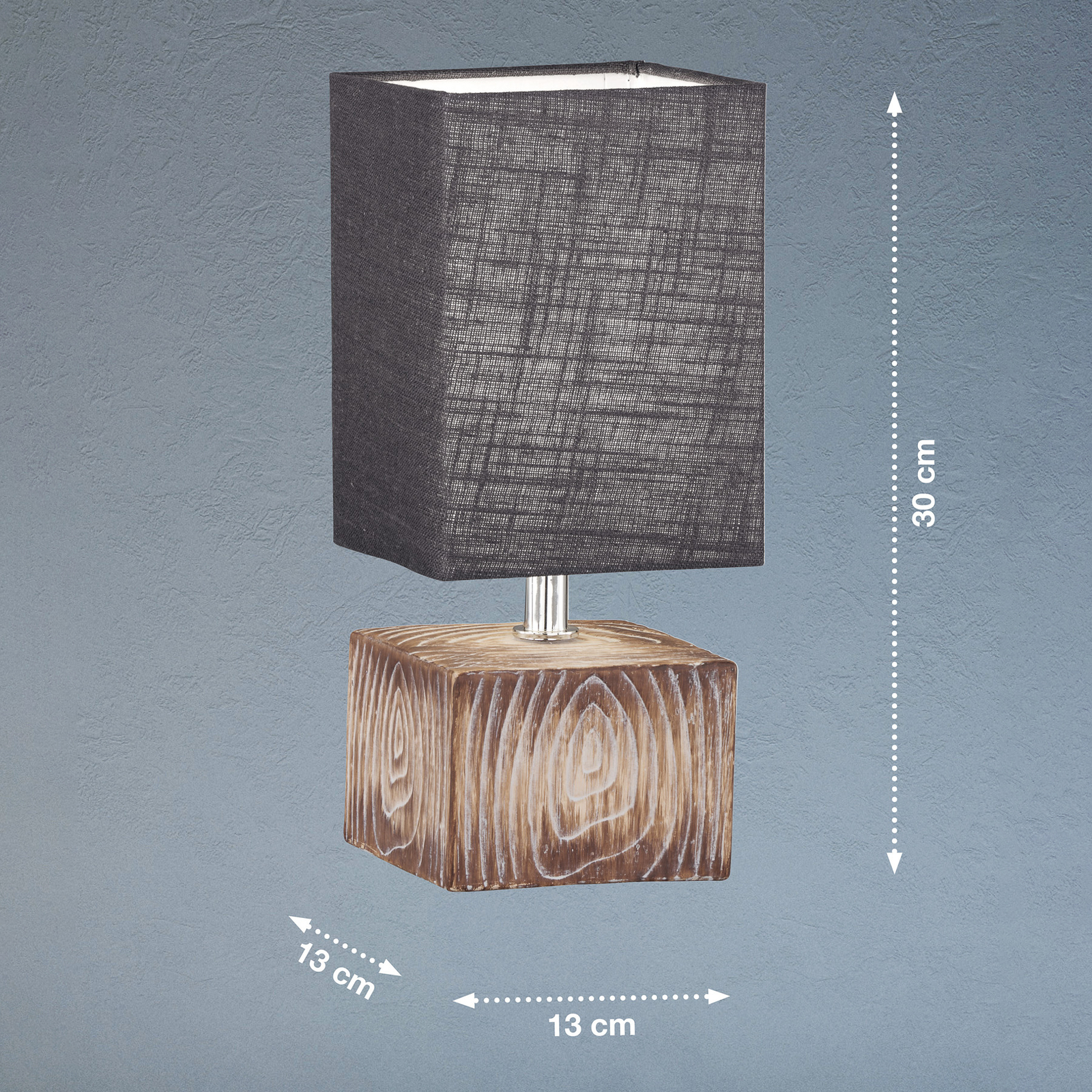 Lampe à poser Hauke avec abat-jour en lin 13x13 cm