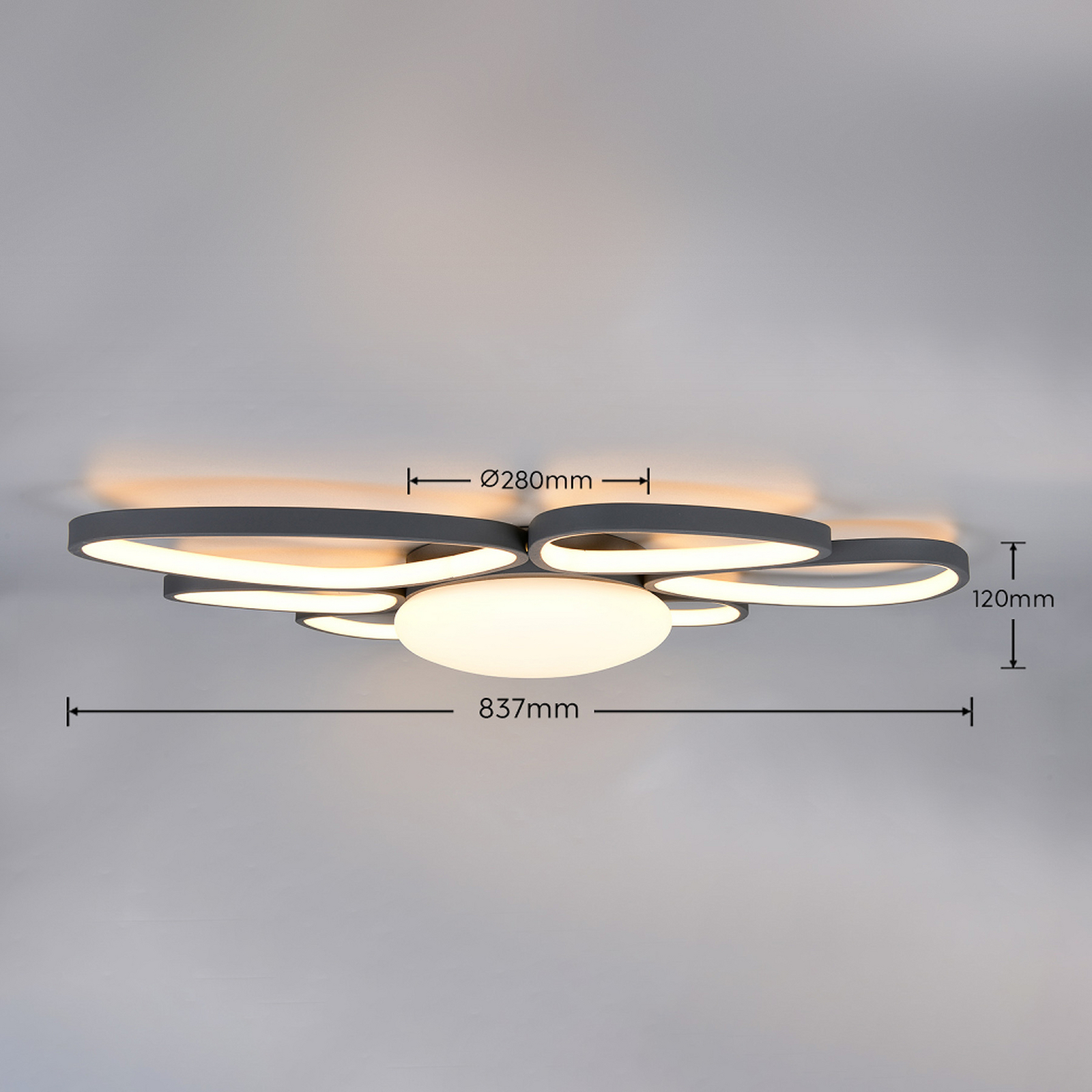 LED plafondlamp Amelio, zwart, 85 cm, CCT, afstandsbediening LED plafondlamp Amelio, zwart, 85 cm, CCT, afstandsbediening