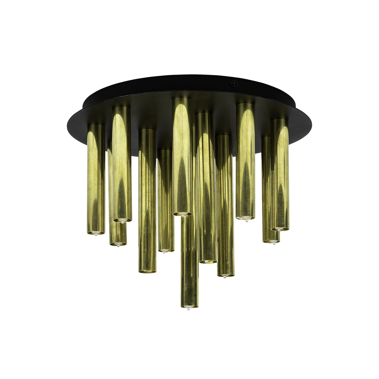 Gocce plafondlamp, 13-lichts, messing/zwart, ijzer, G9