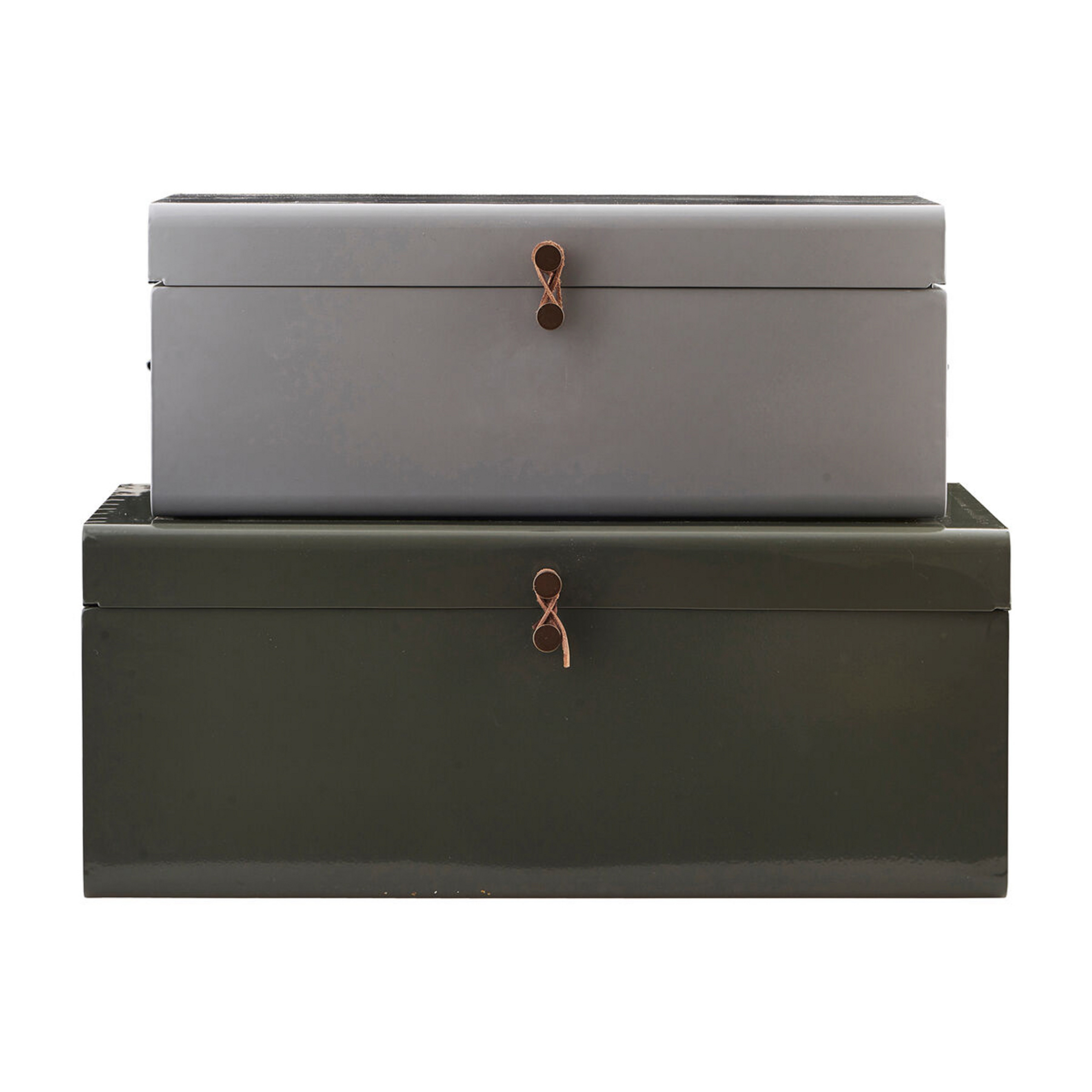 HDMetal Storage Box, green/grey metal, set of 2 - House Doctor