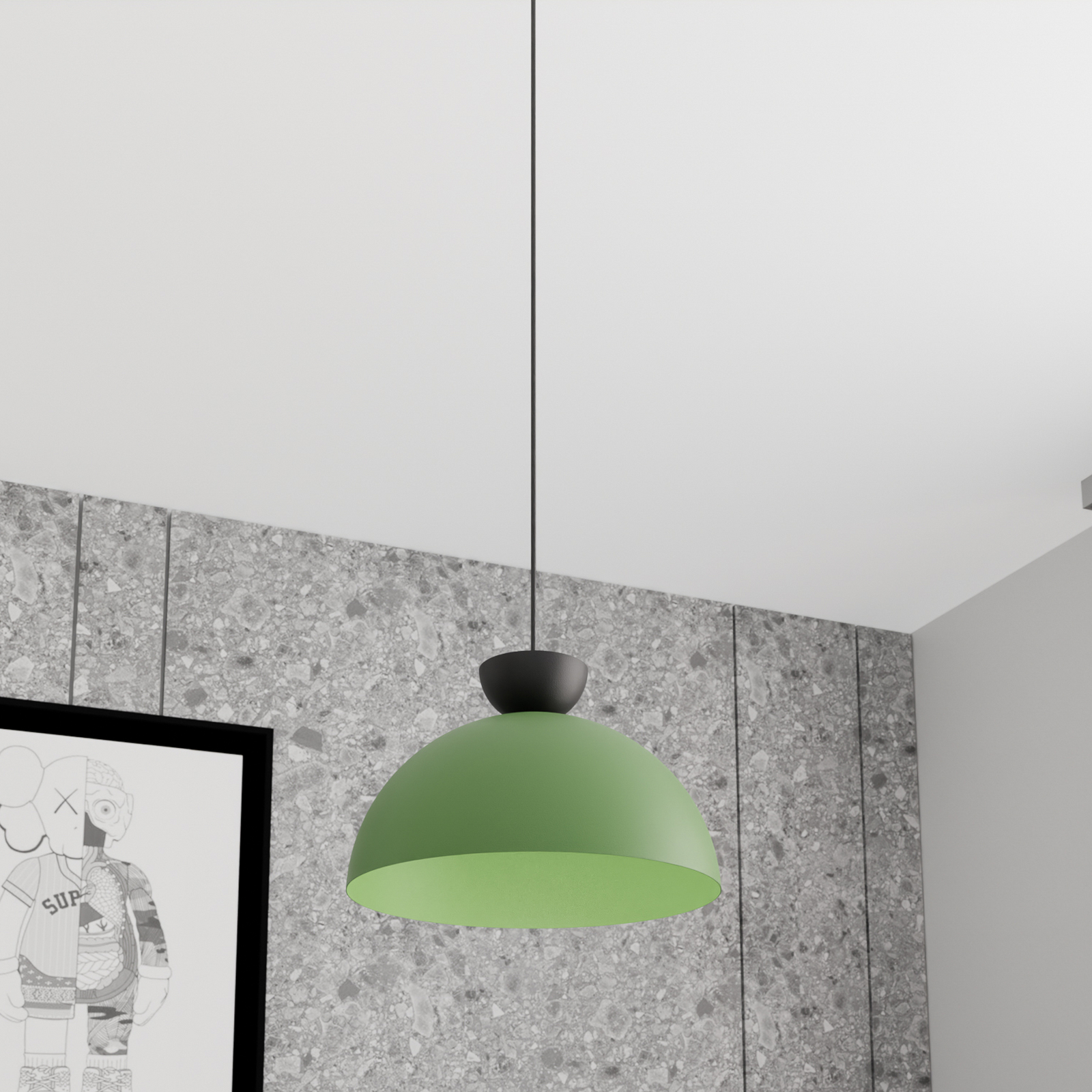 Lampa wisząca Lunaro, zielona, Ø 40 cm, metal