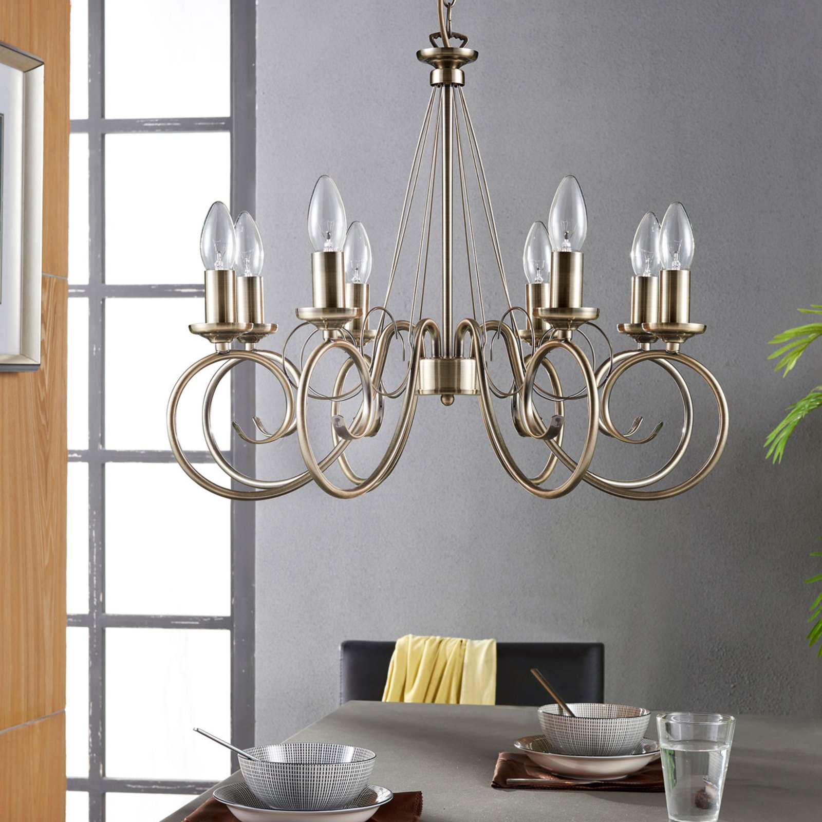 Marnia 8 Kattokruunu Antique Brass - Lindby