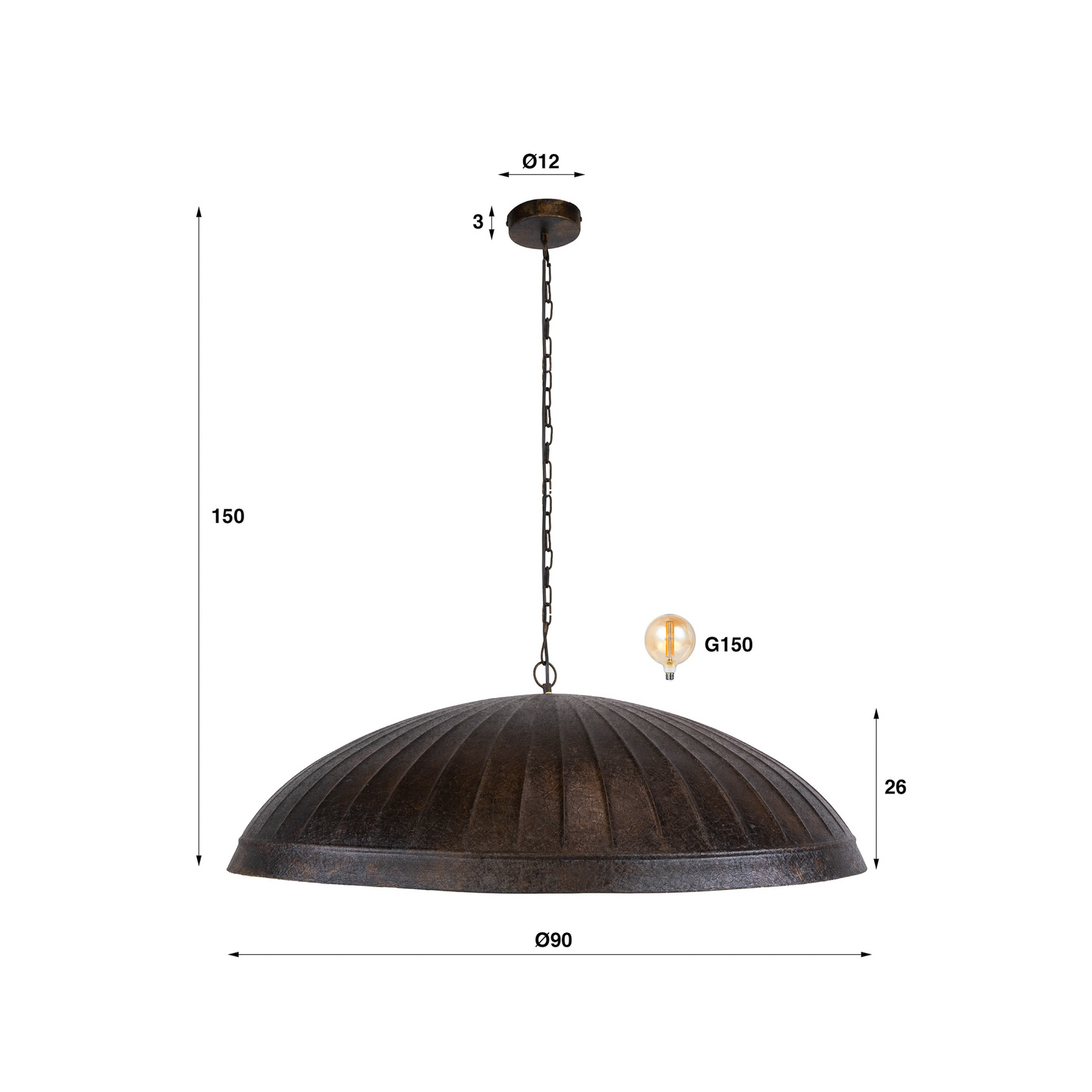 Pendelleuchte Guard, braun, Metall, Ø 90 cm, E27, 1-flammig Pendelleuchte Guard, braun, Metall, Ø 90 cm, E27, 1-flammig
