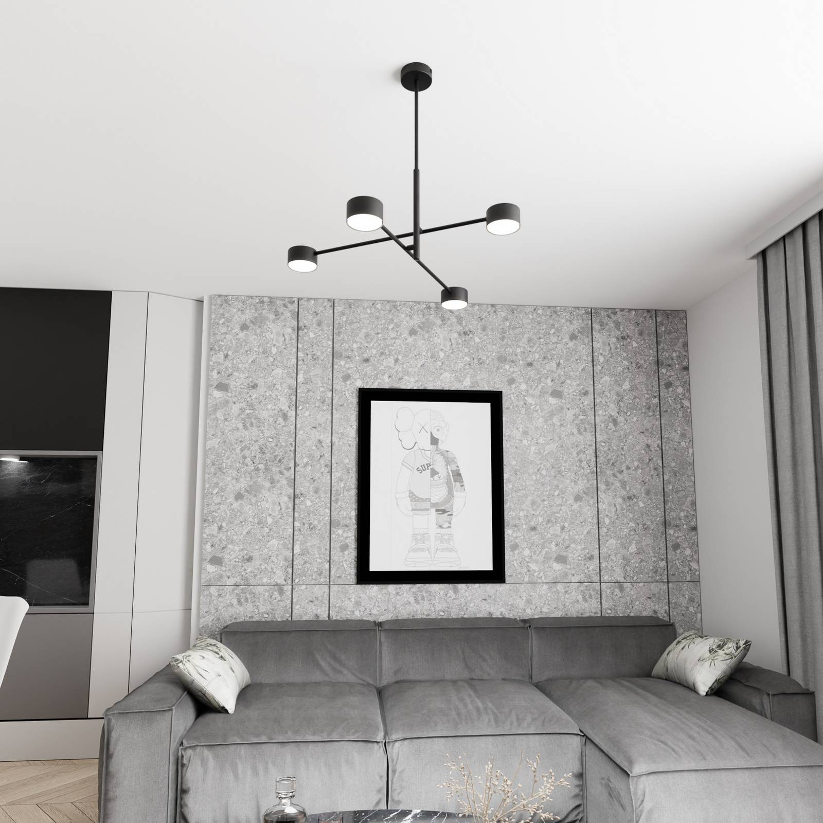 Pendellampe Natsu, Länge 64 cm, Metall, 4-flg. günstig online kaufen