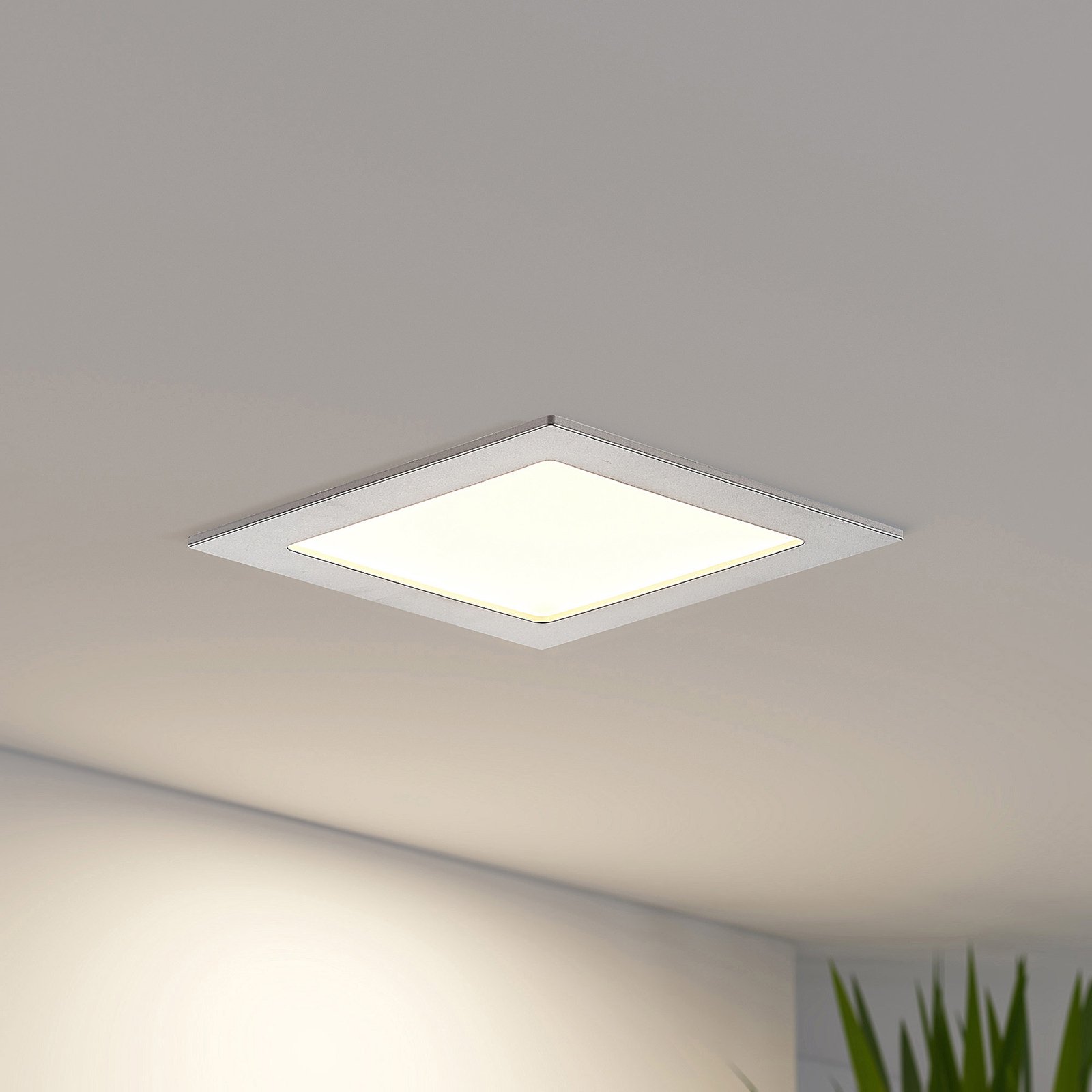 Prios Helina LED recessed light, silver, 16.5 cm
