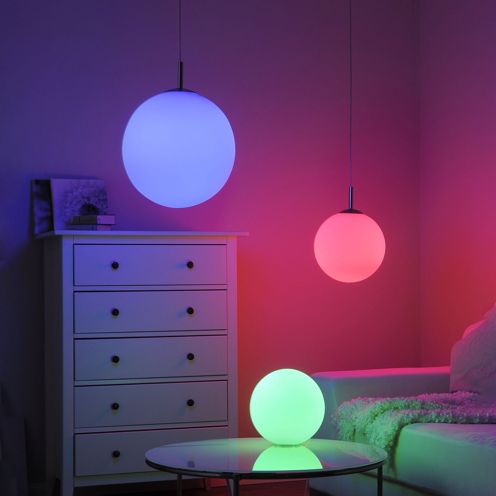 JUST LIGHT. LED pakabinamas šviestuvas LOLAsmart Bolo, Ø 25 cm, RGB, CCT
