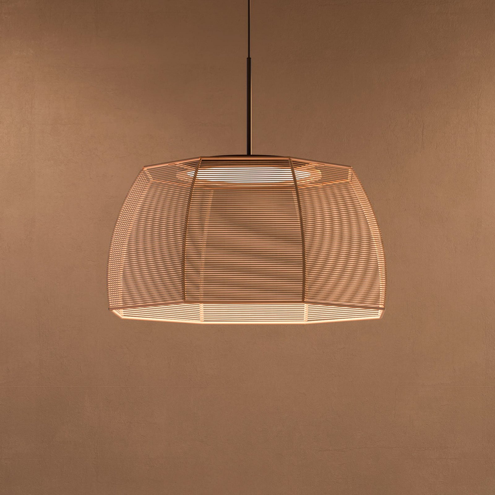 Bover LED hanglamp Tanit, Ø 61 cm, zwart/beige, stof