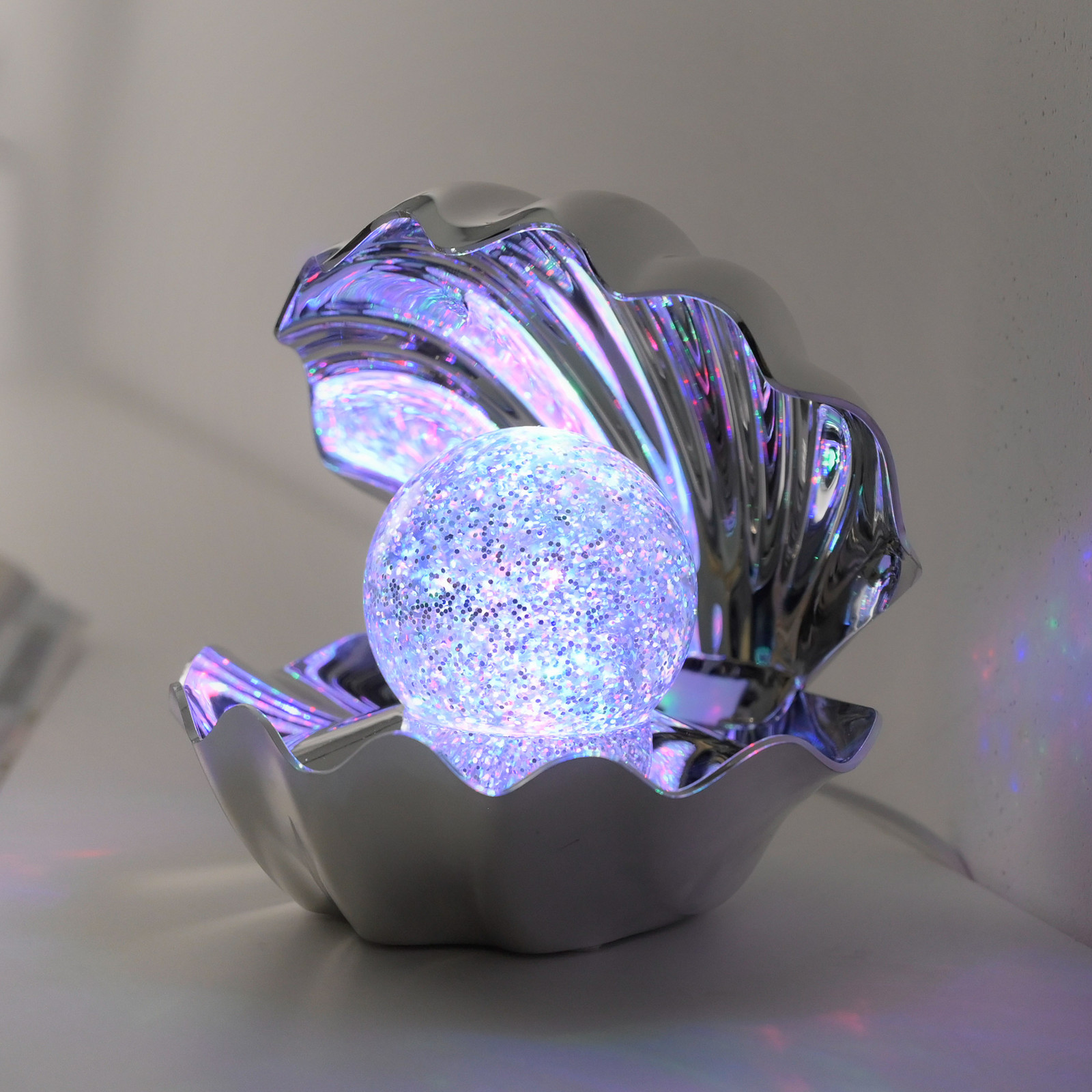 JUST LIGHT. GmbH Arielle LED stolna lampa, krom, na baterije ili USB-C, RGB - Dnevni boravak/blagovaonica - Plastika