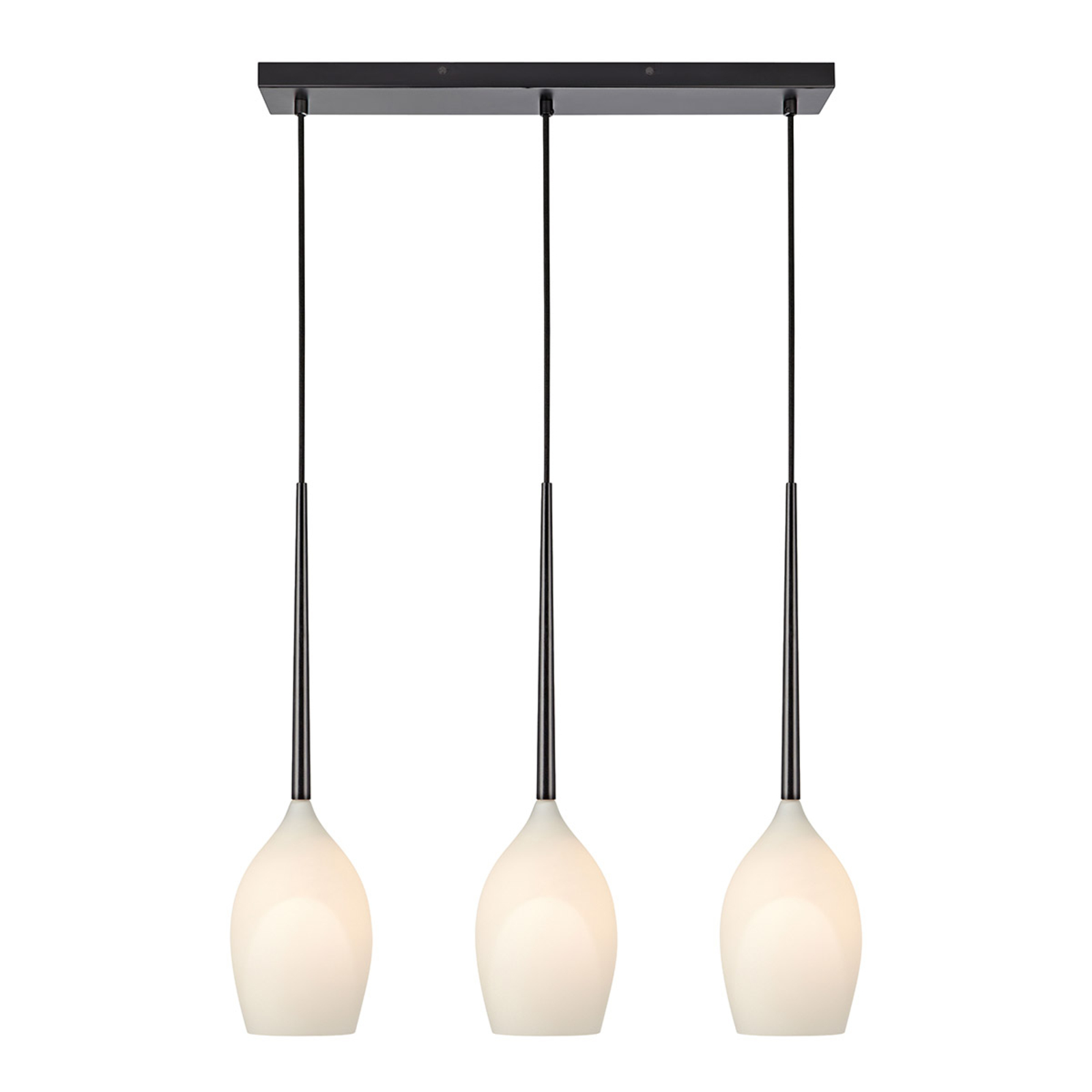 Markslöjd Salut hanging light, three-bulb, for Living / Dining Room, glass, metal, E14, 40 W, energy efficiency: A++, L: 63 cm, W: 13 cm, H: 50.5 cm