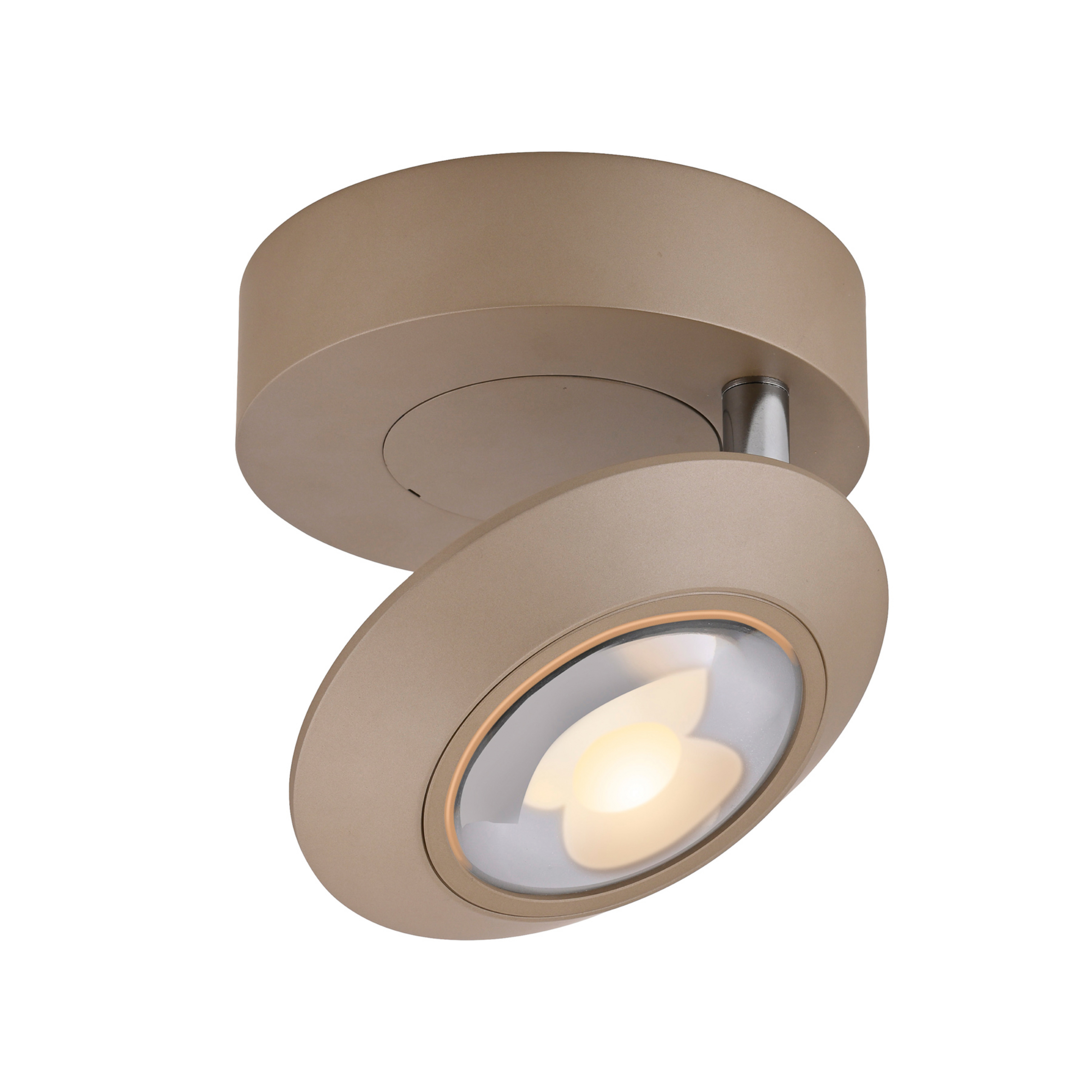 PURE LED-loftlampe Oculis bronzefarvet, Ø 15 cm jern/glas