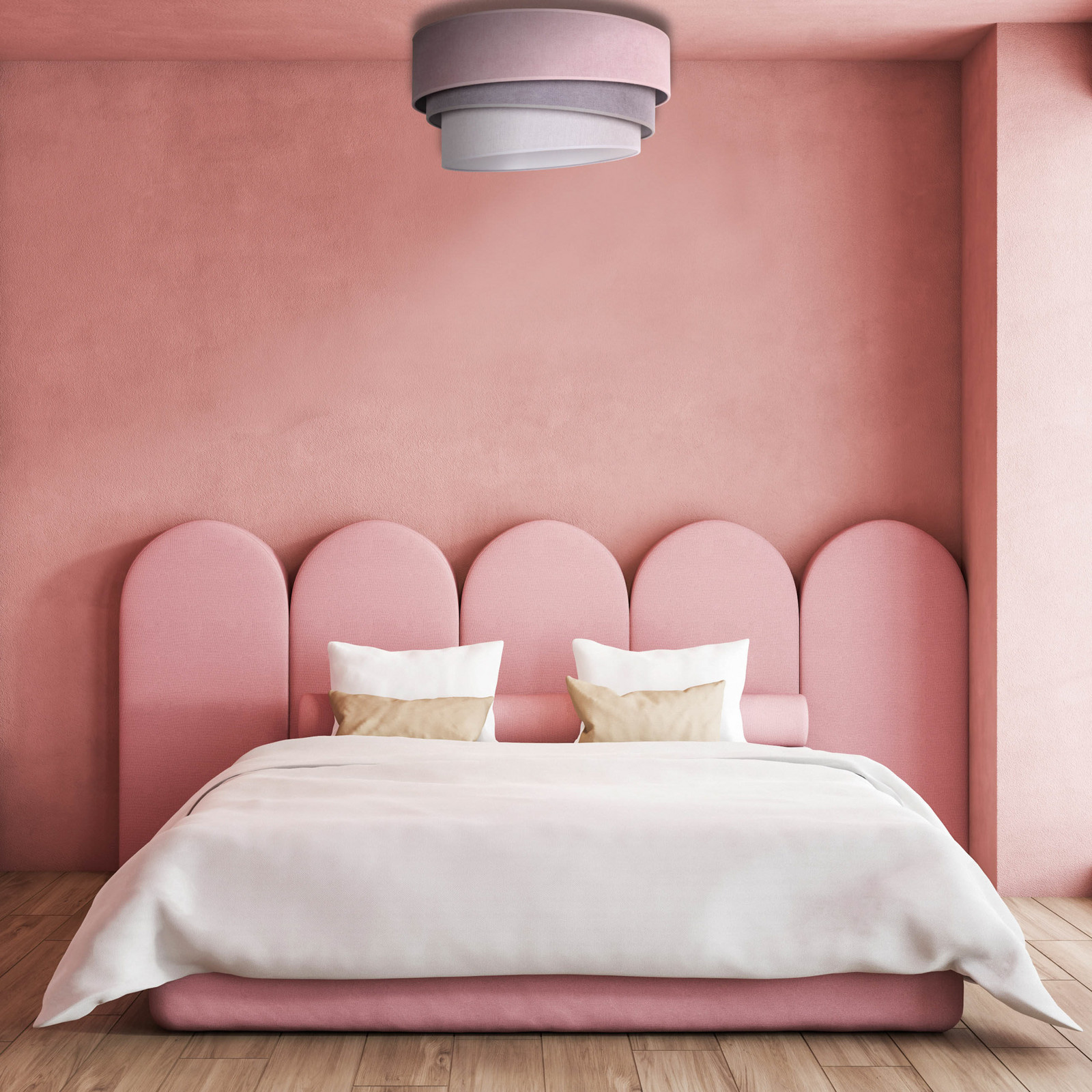 Duolla Plafonieră Pastell Trio Ø 60cm roz/gri/gri deschis - Camera de zi / sufragerie - Viața tânără - roz gri gri deschis alb - Țesătură / Textil