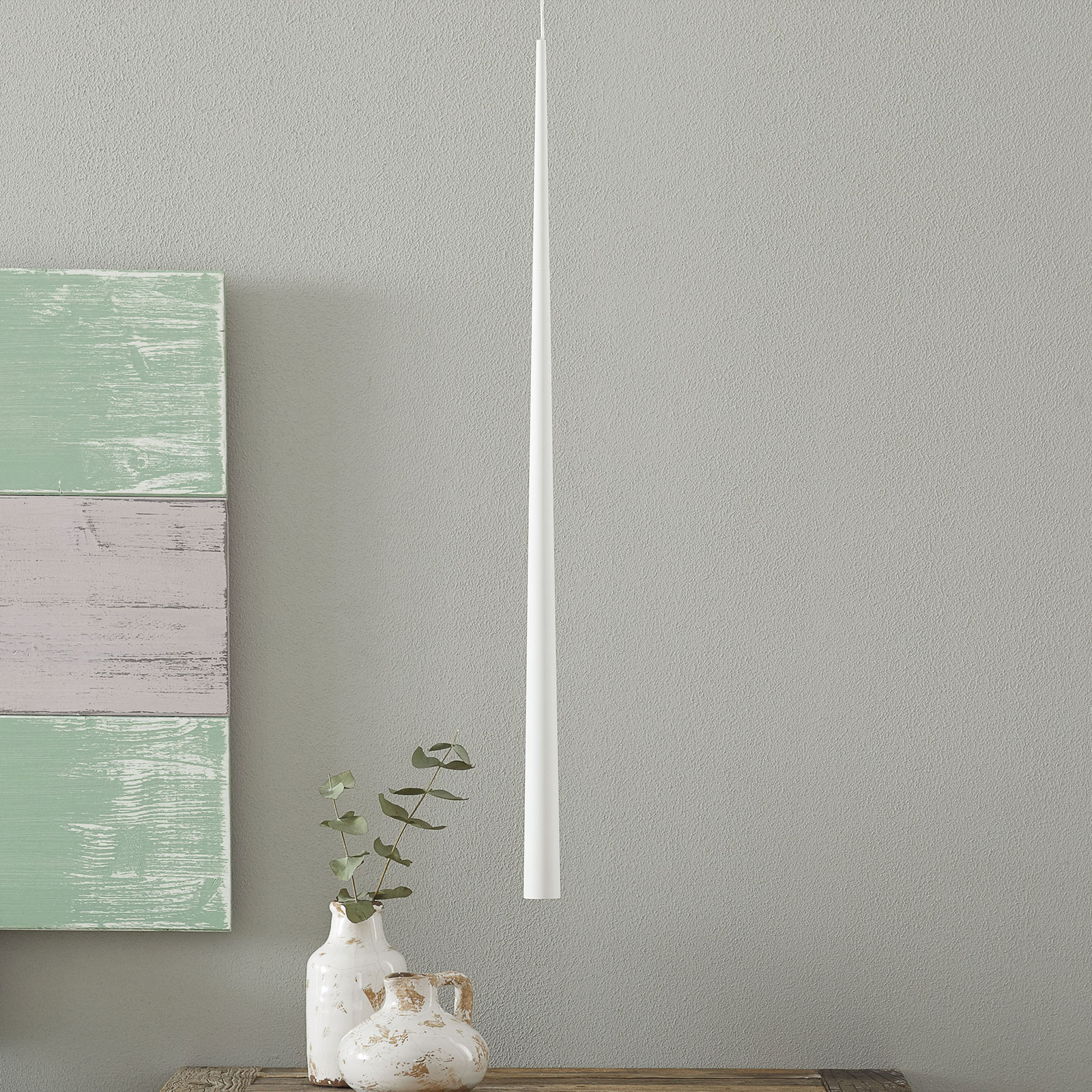 Bendis - vitka LED viseča svetilka v beli barvi