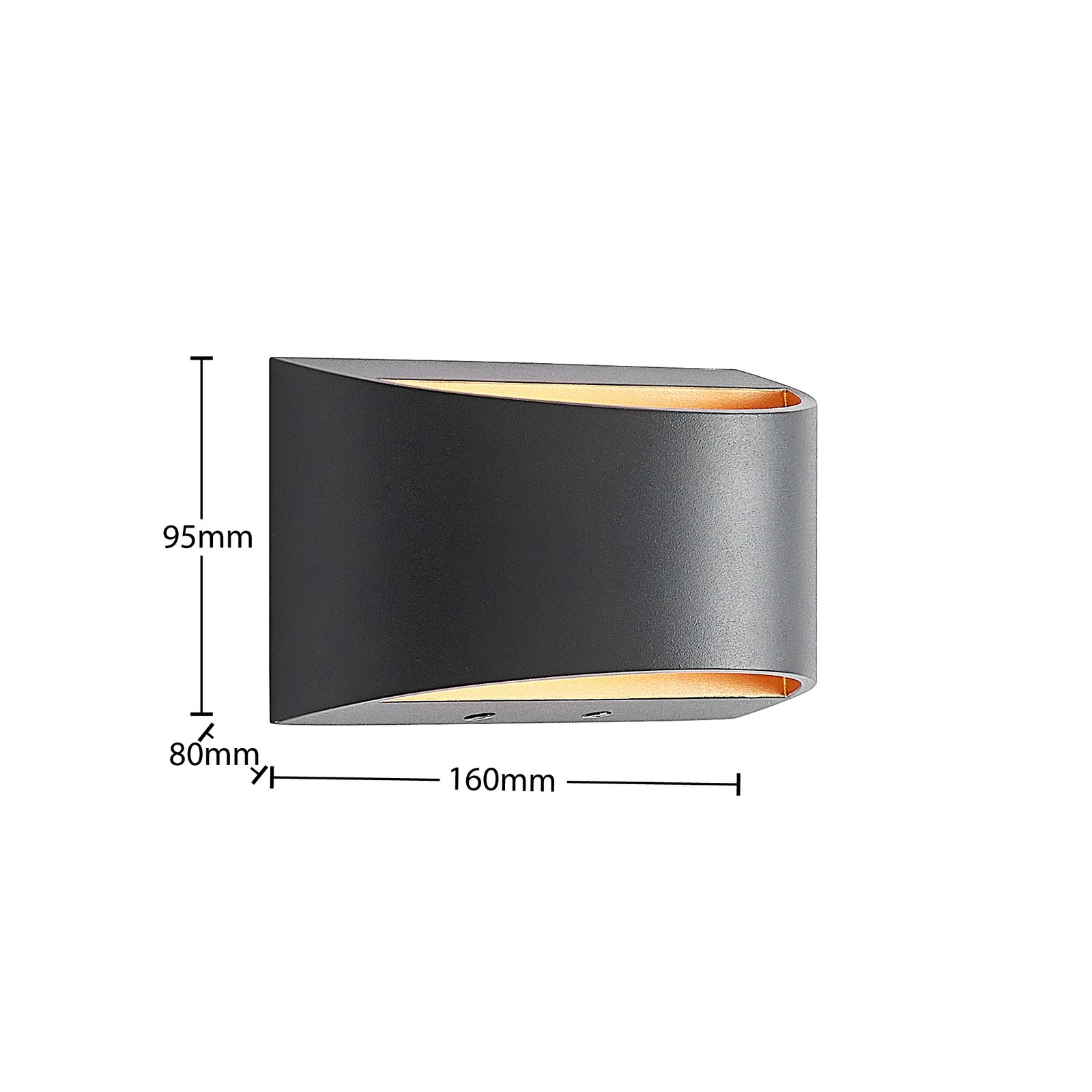 Arcchio Jasina LED-Wandlampe, halbrund, schwarz