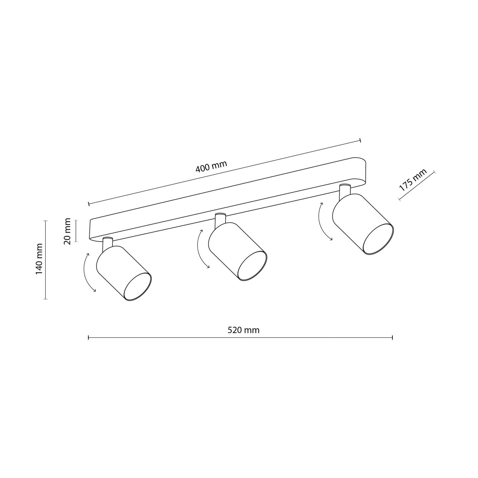 Livia downlight, rosa, 52 cm, 3 lyskilder, metall, GU10