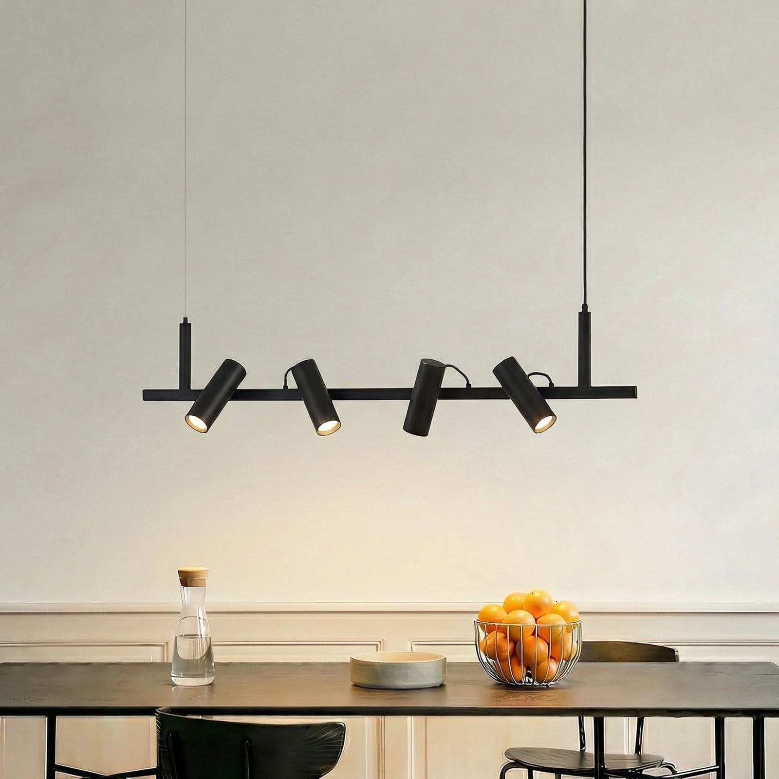 Lucande lampă suspendată Lysias negru metal lungime 120cm - Camera de zi / sufragerie - modern