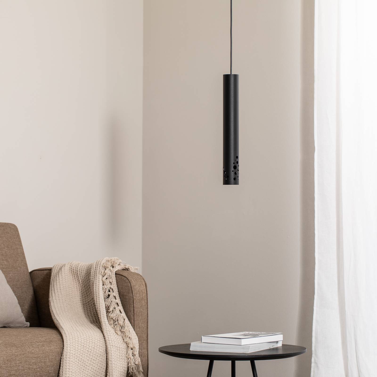 Lampa wisząca Tibia, 1-punktowa, czarna, stal, GU10