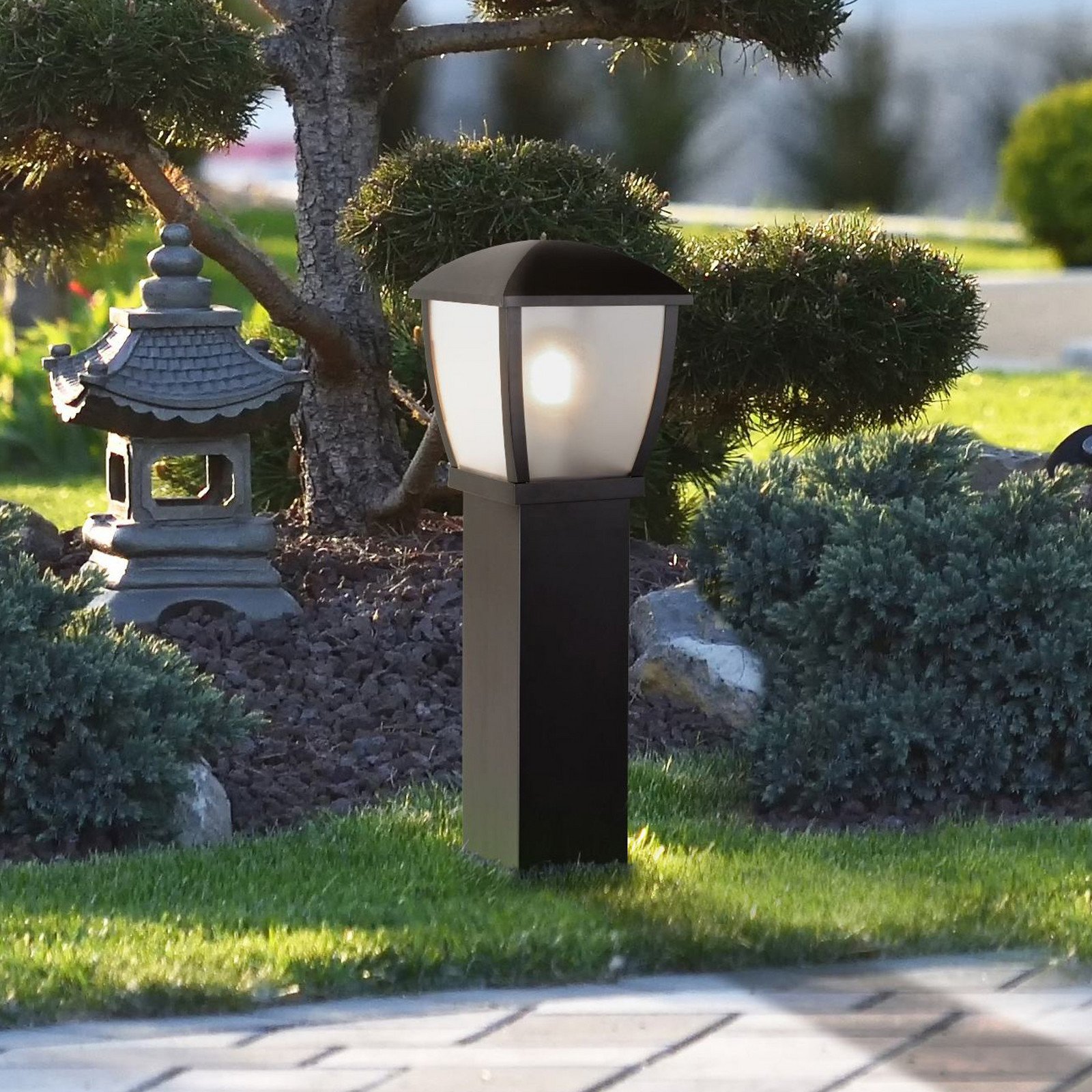 Searchlight Lampă stâlpișor Seattle IP44 negru înălțime 73 cm metal - negru opal mat - Aluminiu