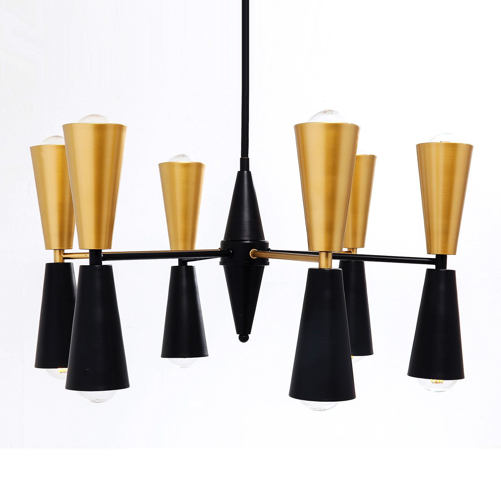 Kare KARE Torch hanging light in black and gold, for Living / Dining Room, steel, E27, 3 W, energy efficiency: A++, H: 32.5 cm
