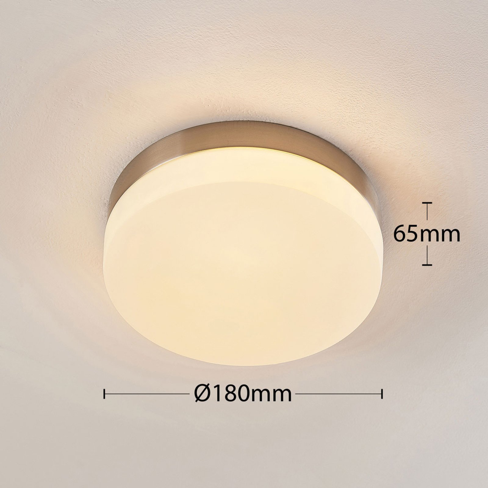 Φωτιστικό οροφής Amilia για το μπάνιο με γυάλινο κάλυμμα, Ø 18 cm
