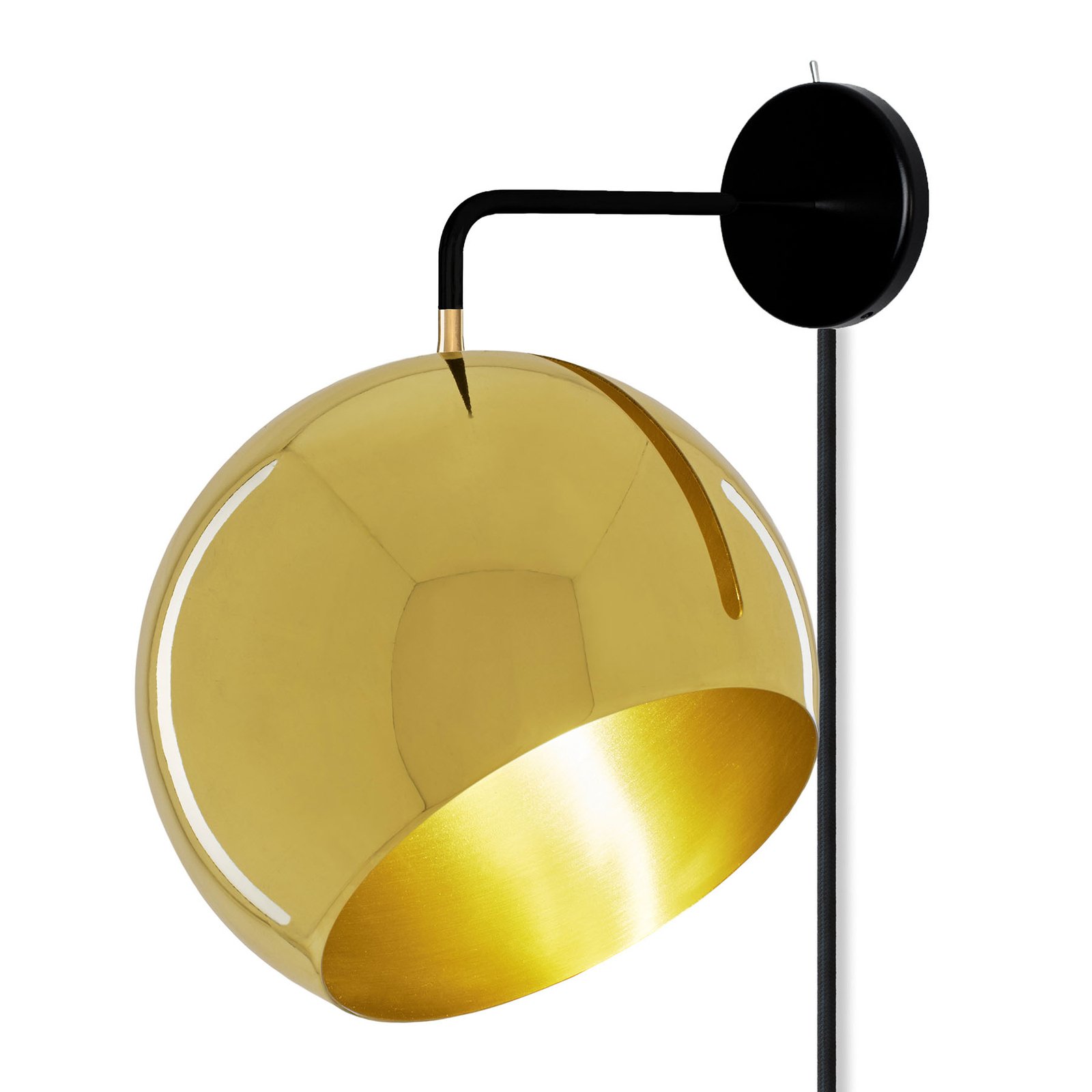 Nyta Tilt Globe Wall Brass applique avec prise