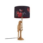 Marula table lamp, textile, E27, gold, floral print - Lindby