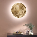 LED sieninis šviestuvas „Anadara“, auksinės spalvos, Ø 50 cm, metalas, CCT