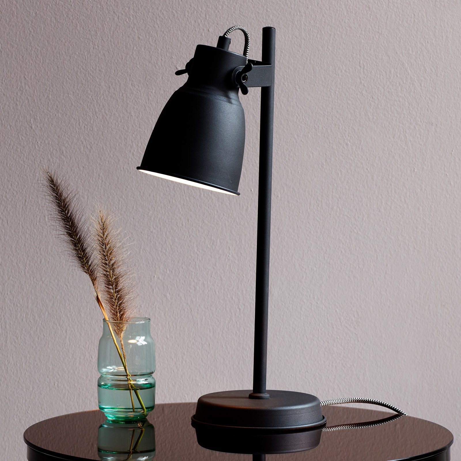 Nordlux Adrian table lamp made of metal, black, for Workroom / Office, metal, E27, 25 W, energy efficiency: A++, H: 47 cm