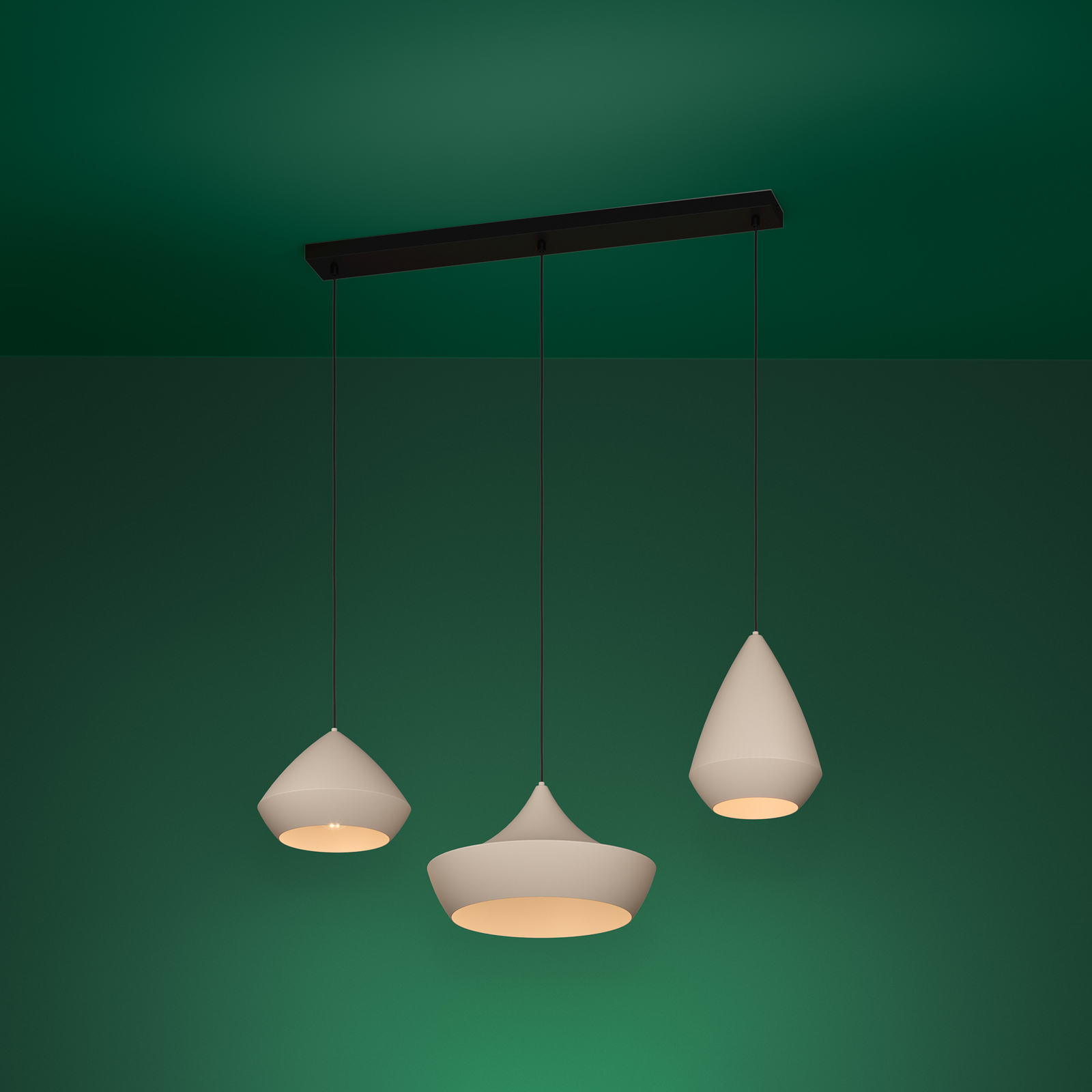 Suspension Torremolinos, beige, 93 cm, à 3 lampes - Stars of Light