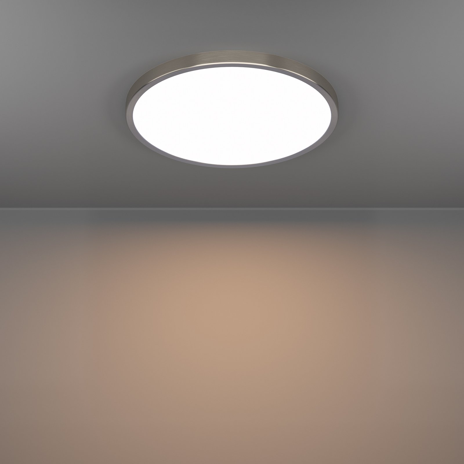 Lysekrone Edale, 6 stoffskjermer cappuccino, rund