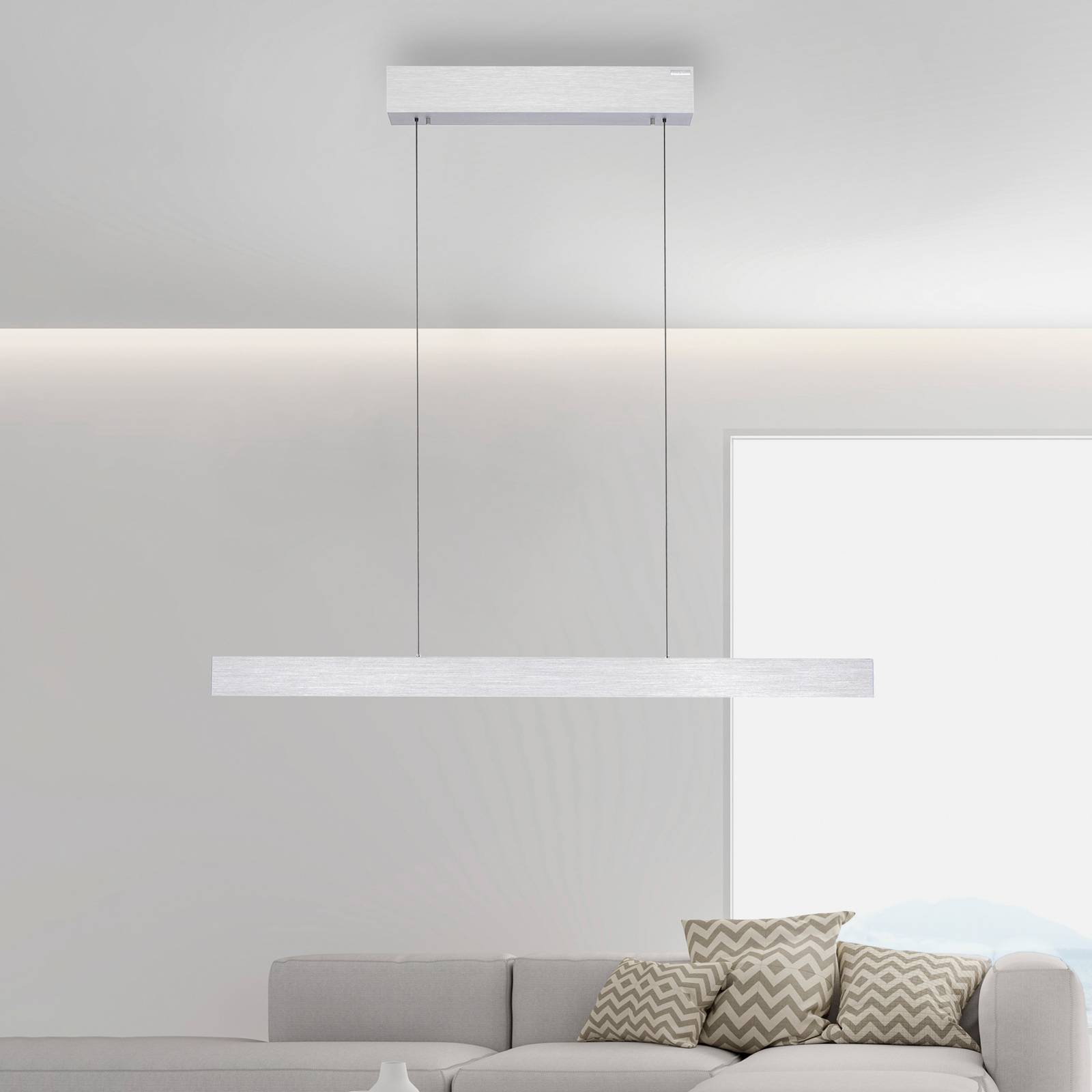 PURE E-Motion LED-pendellampe bjælkeform CCT sølv