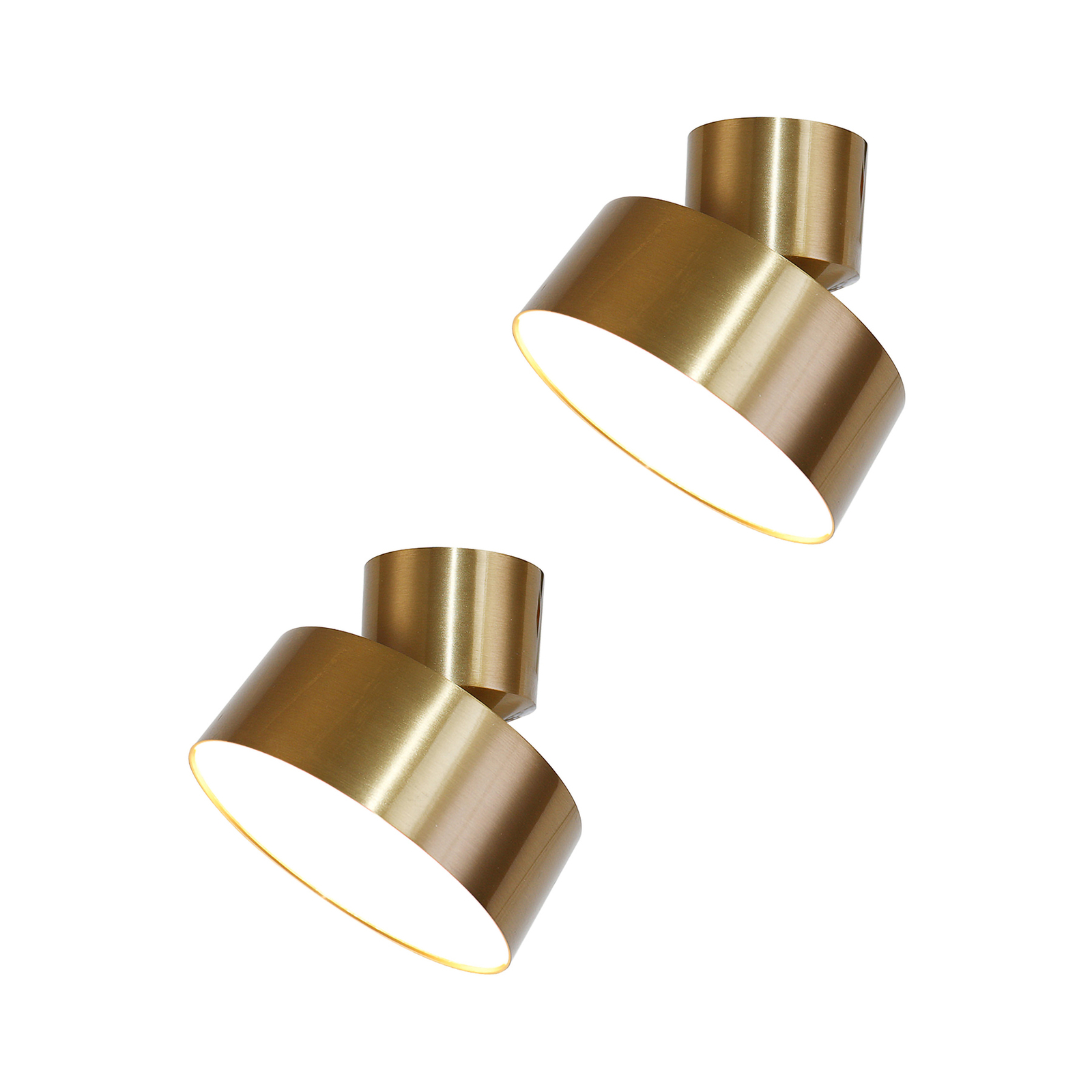 Lindby LED spotlight Nivoria, gold-coloured, set of 2, swivel-mounted
