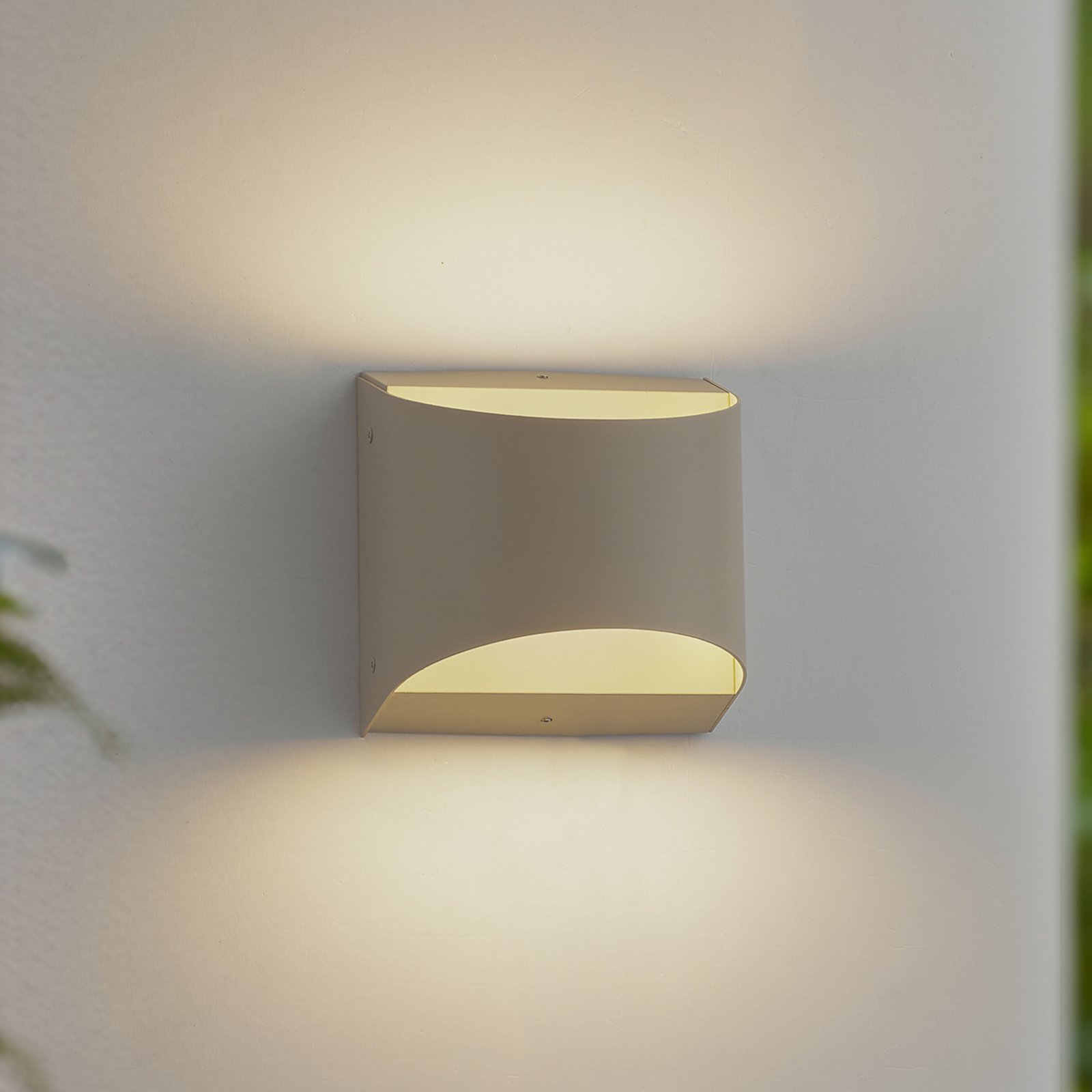 Lenore LED vonkajšie nástenné svietidlo 13,5 cm béžová kov - Lindby