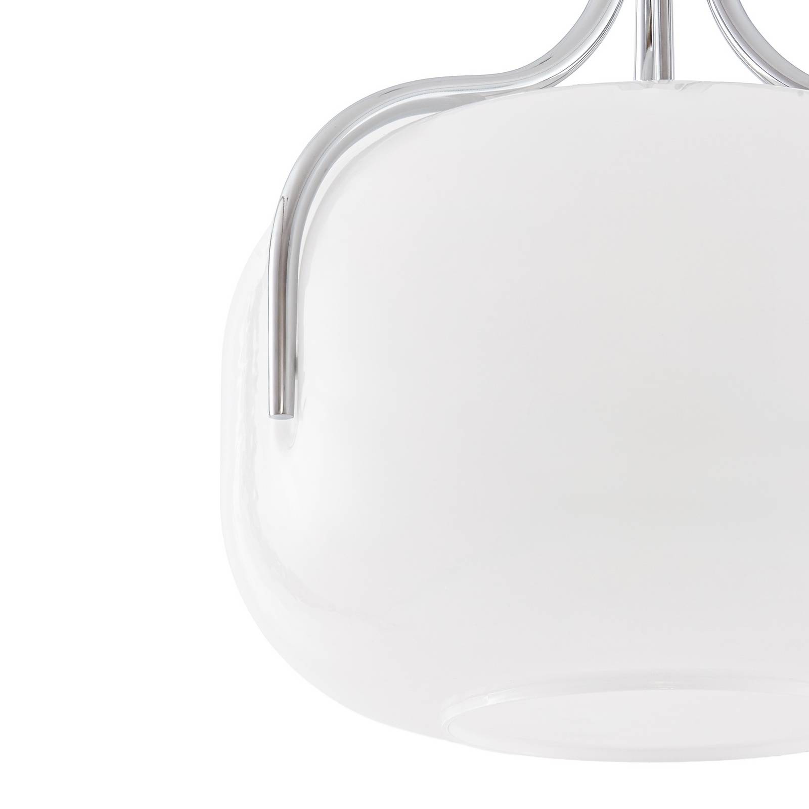 Żyrandol Lucande Christo, średnica 42 cm, chrom/biały, szkło