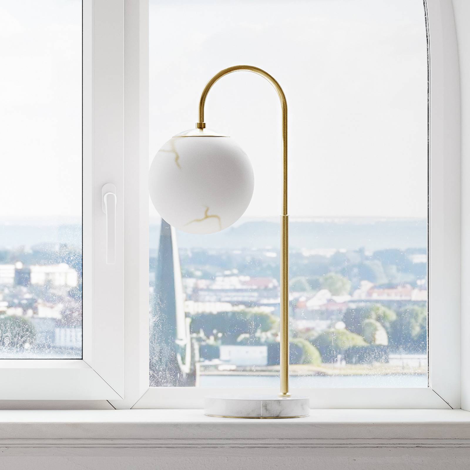 Lampa stołowa Bellagio marki By Rydéns, mosiądz/biały, szkło, E27