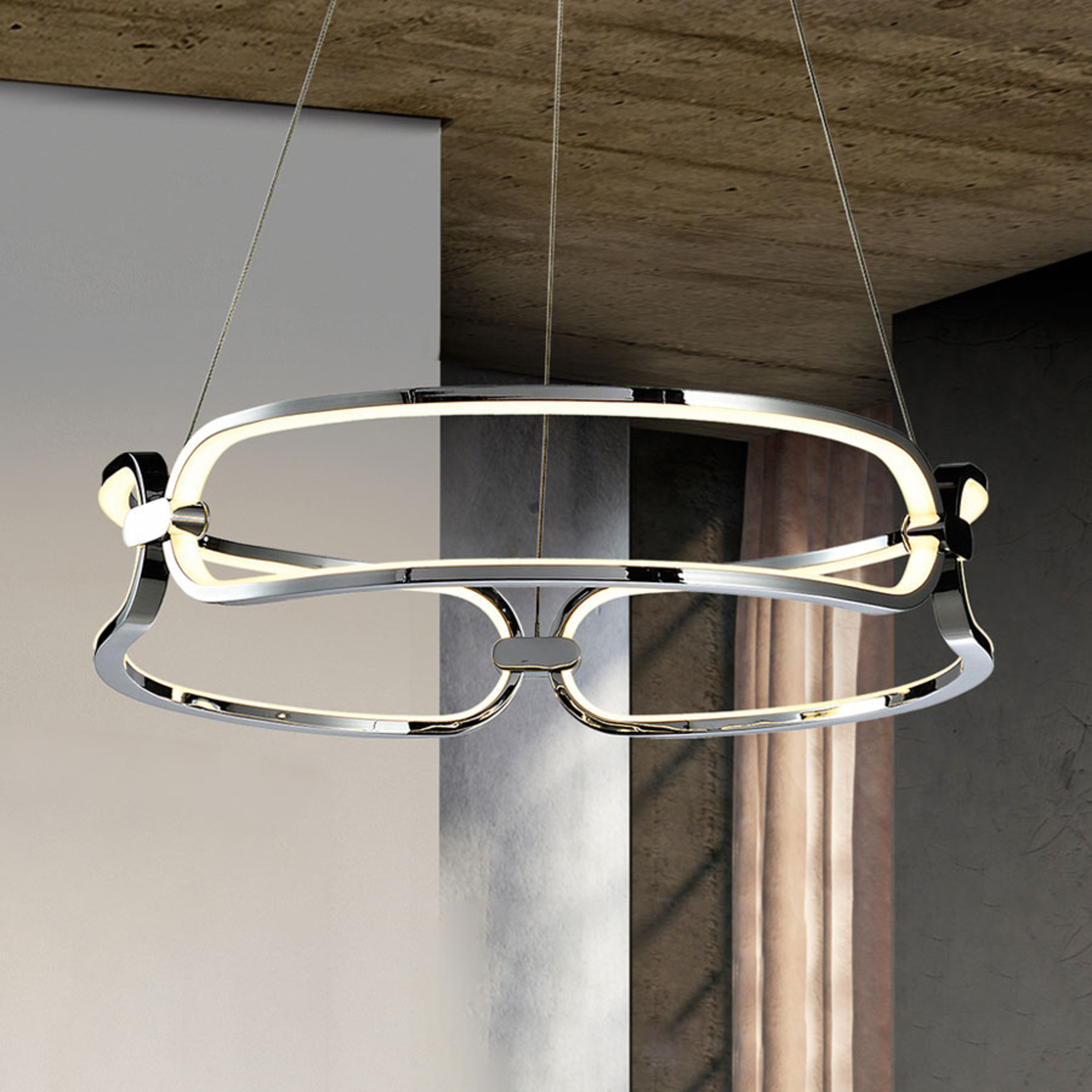 LED hanglamp Colette, 3-lamps, chroom
