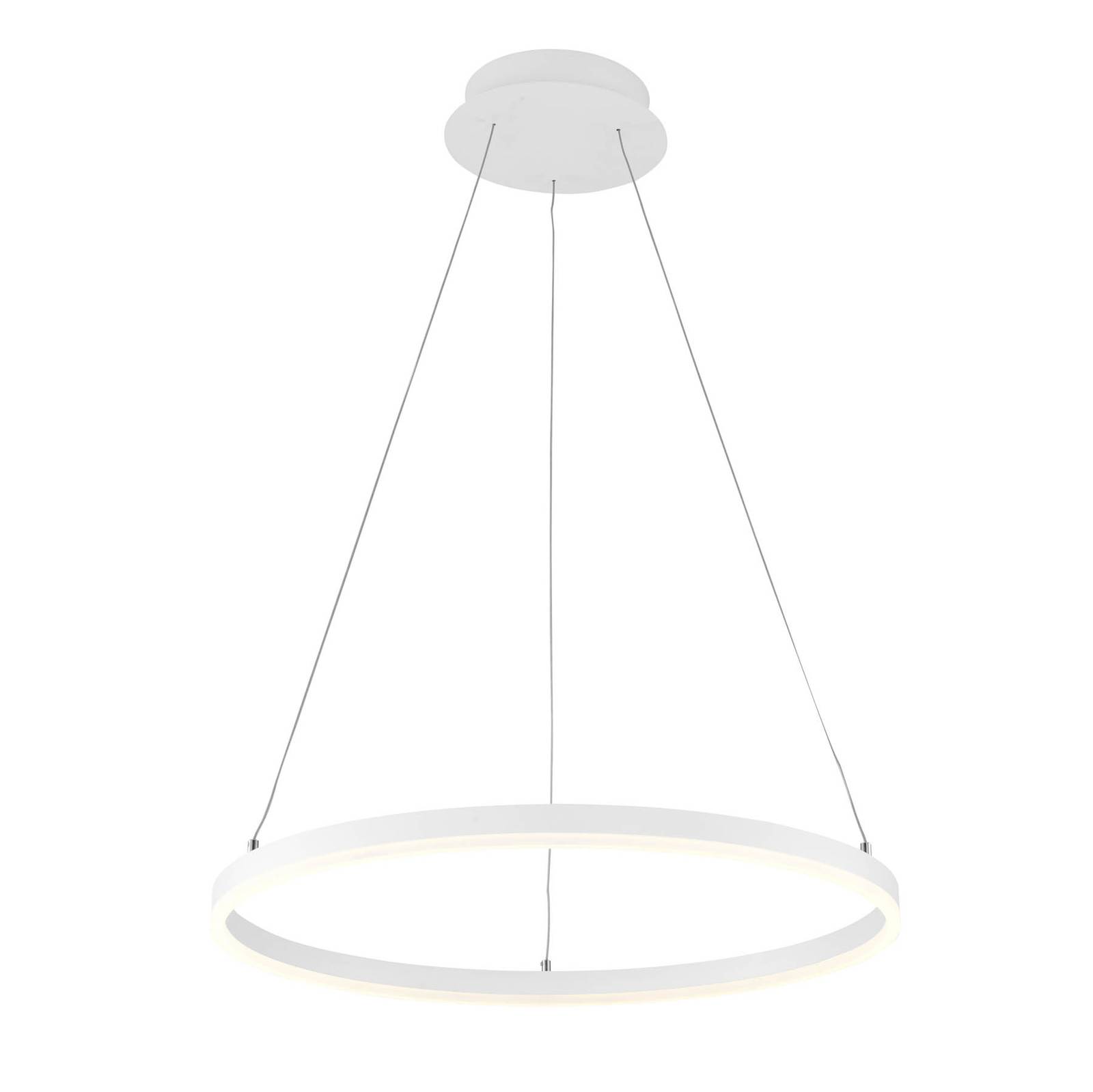 Arcchio Albiona LED pendant light, white, 40 cm, for Kitchen, metal, acrylic, 27 W, H: 3.5 cm