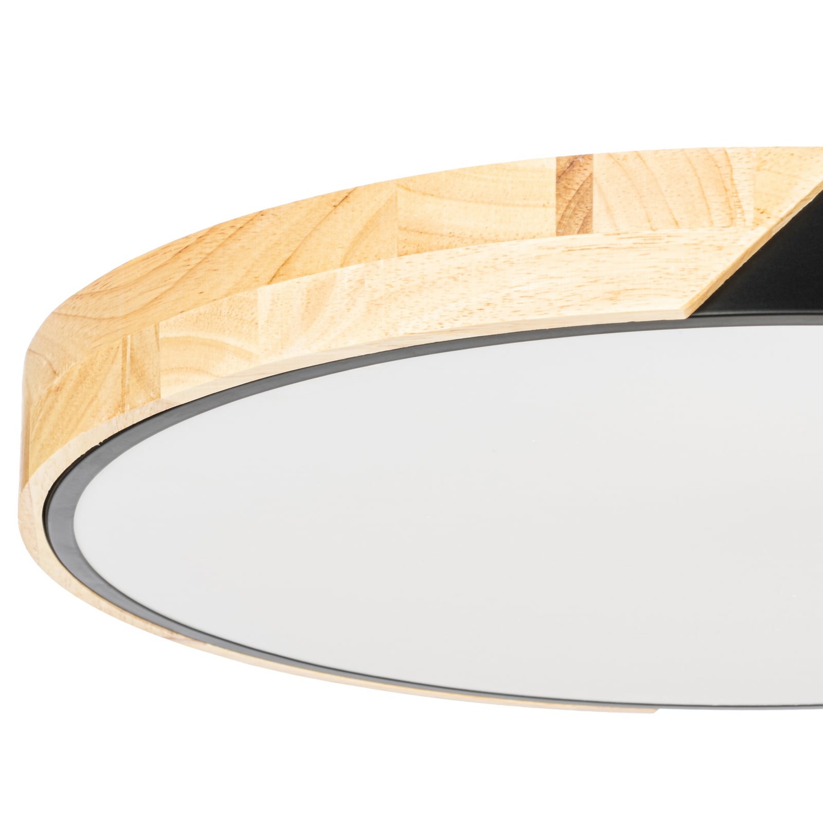 Plafonnier LED Lynorri, Ø 51 cm, noir, finition bois - PRIOS Plafonnier LED Lynorri, Ø 51 cm, noir, finition bois - PRIOS
