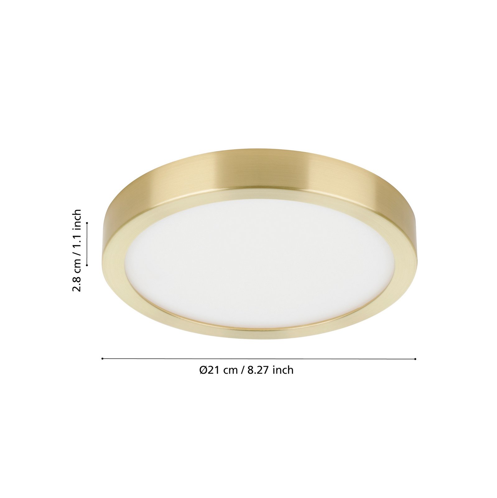 Panel LED de superficie Fueva 5 IP20 830 latón Ø21cm