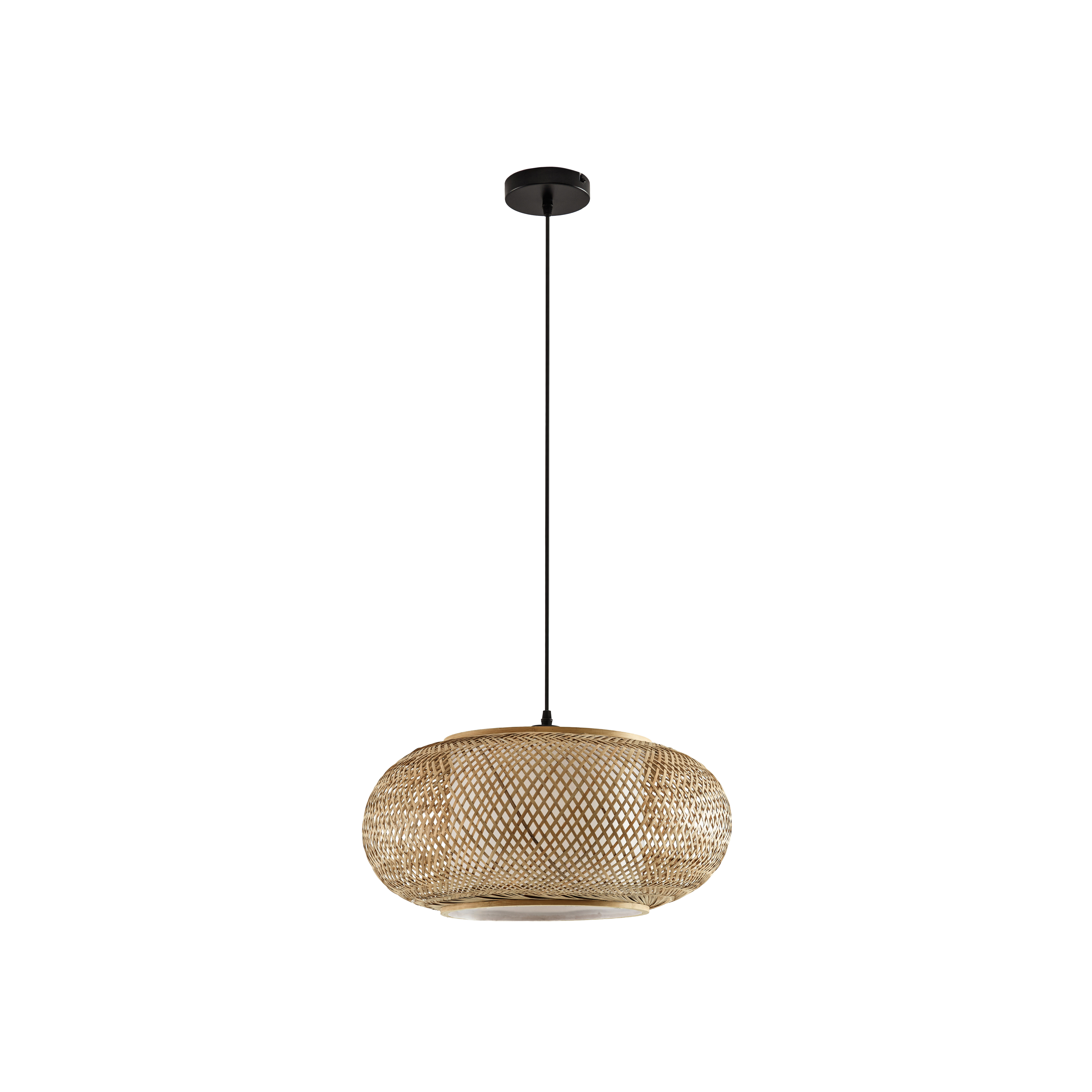 Závěsné světlo Romaine, Ø 50 cm, přírodní, bambus – Lindby