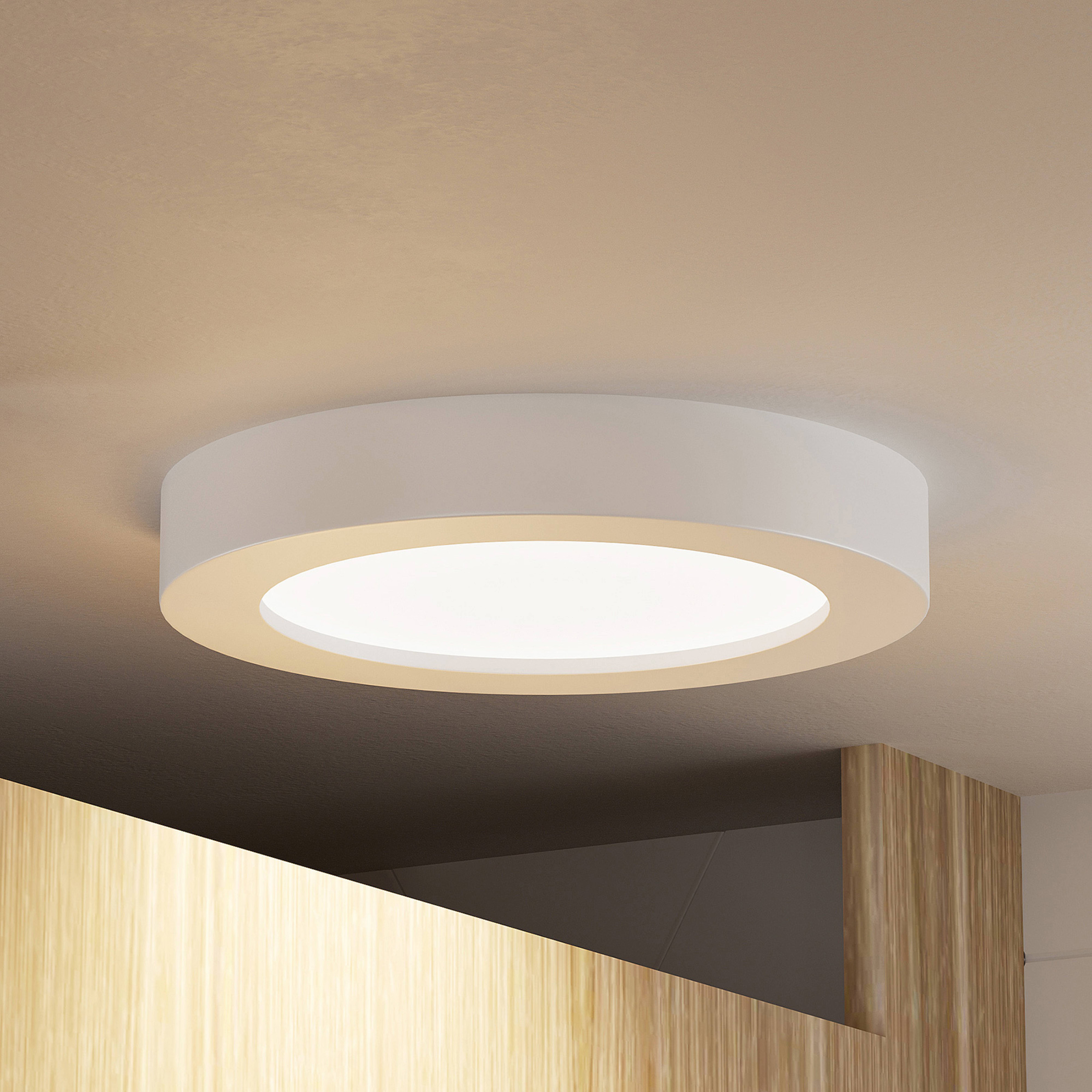 Prios LED ceiling light Edwina, white, 22.6 cm, dimmable