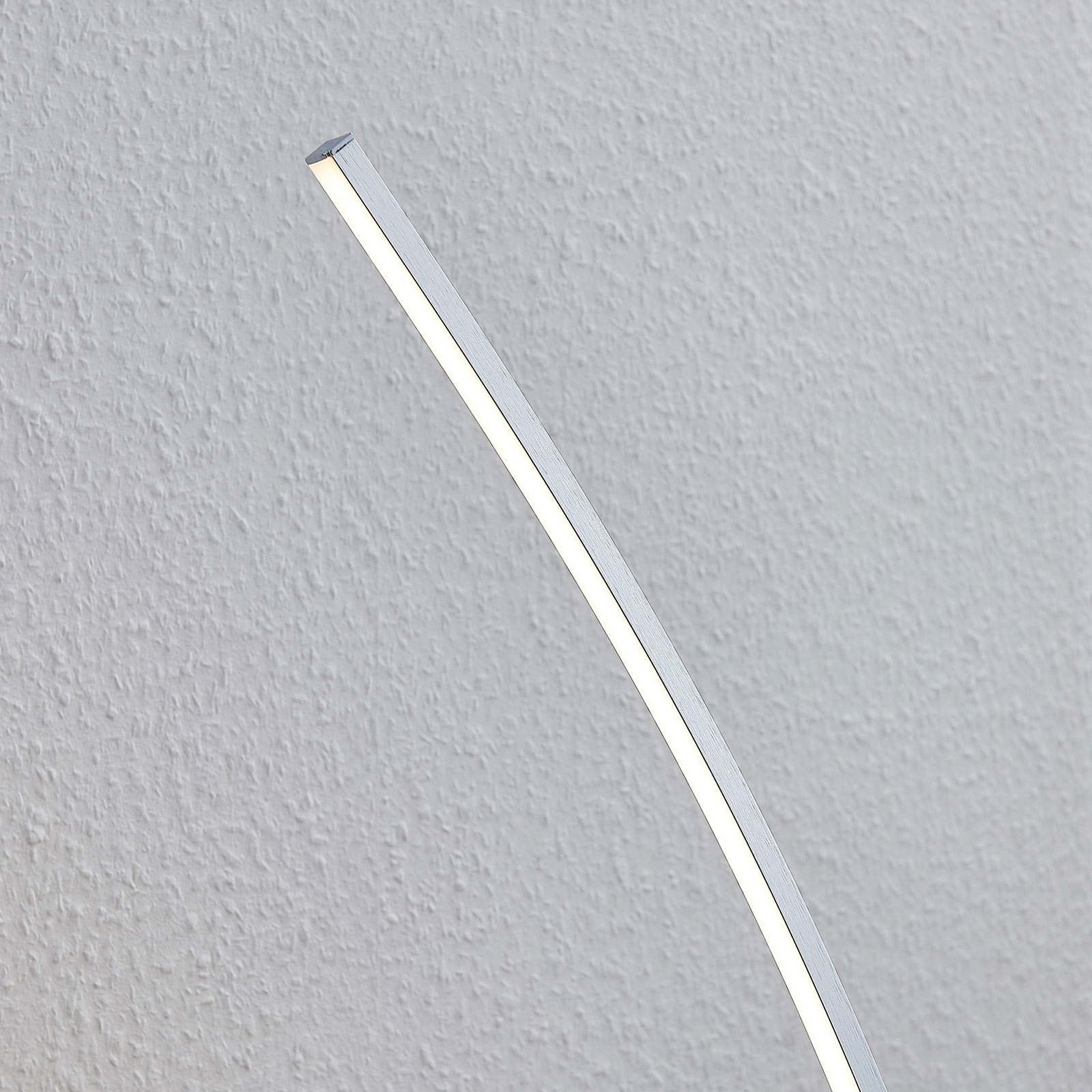 Nalevi LED arc floor lamp, brushed silver