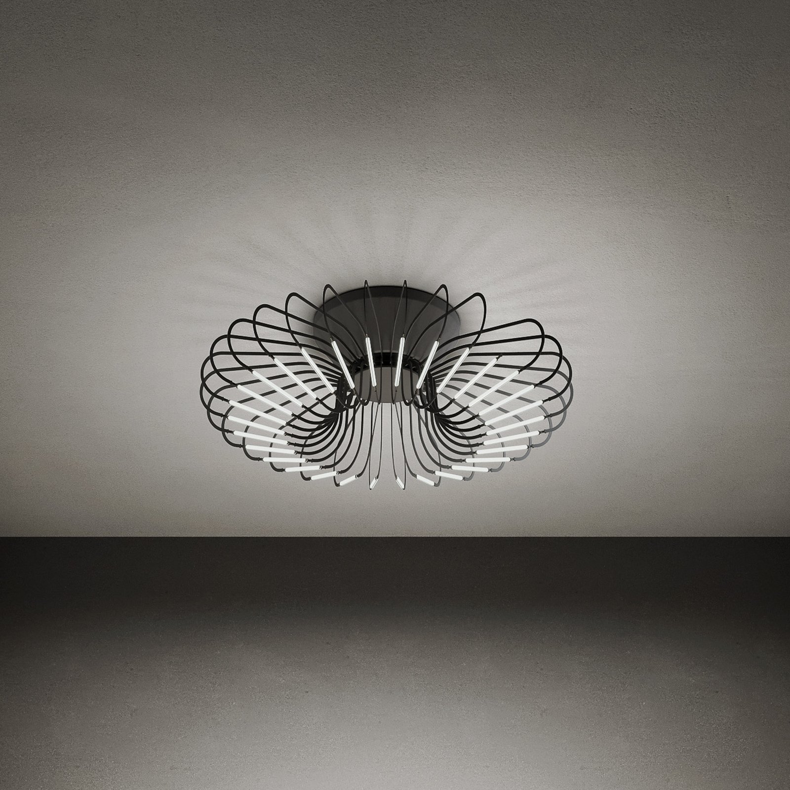 Filo LED ceiling light, titanium-coloured, metal, Ø 50 cm, 2,700K