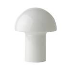 Glass table lamp, mushroom shape, white Ø 21 cm