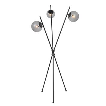 Lucande Sotiana vloerlamp, 3 glasbollen, zwart