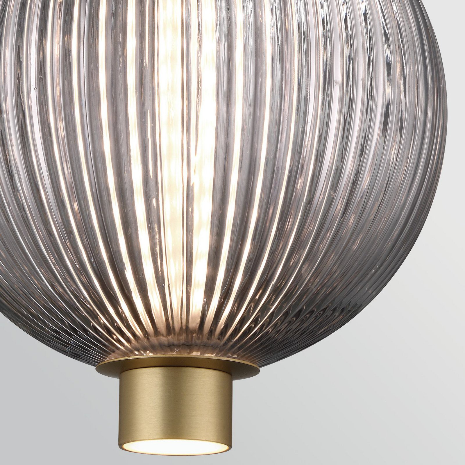 Lámpara colgante LED PALMAS, dorada/gris humo, Ø 15 cm, 2 luces, cristal