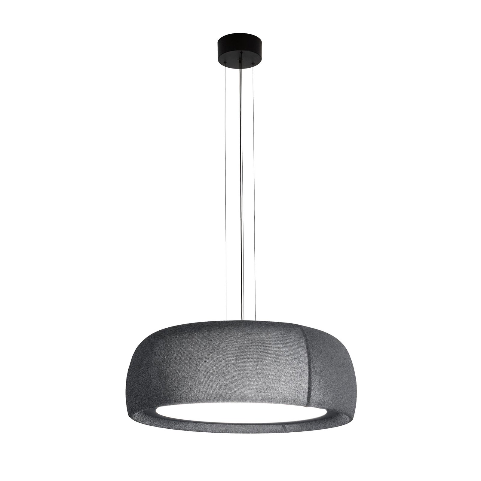 LEDS-C4 LED hanging light Gong, grey, 3,000 K, Ø 61.2 cm, fabric