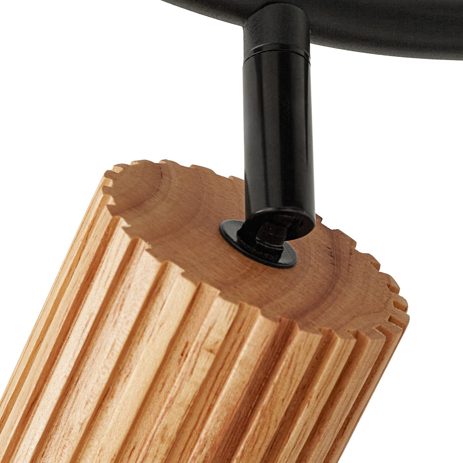 Lindby Deckenstrahler Stralino, 3-flammig, Ø31cm, Holz, GU10