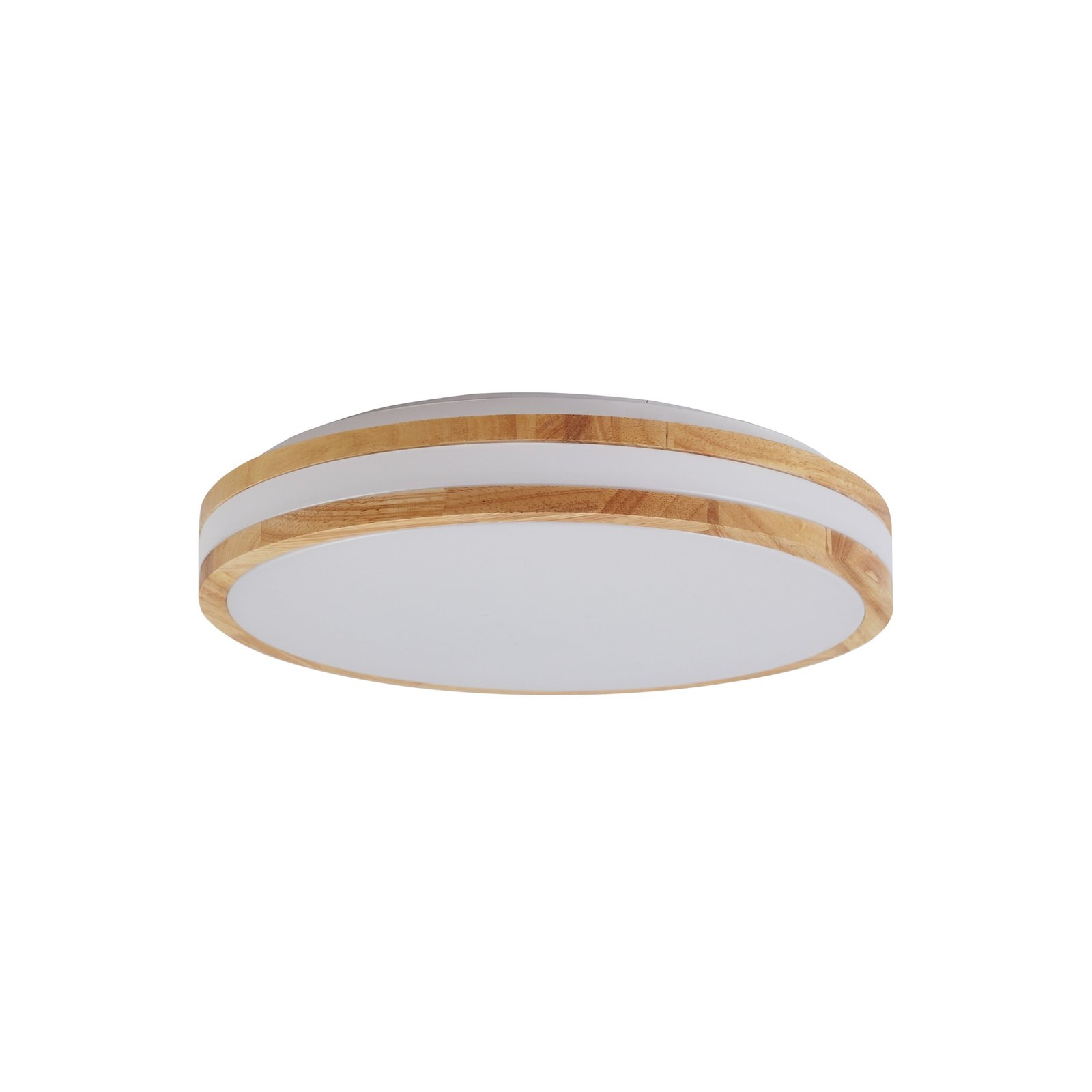 Lindby LED ceiling lamp Emiva, Ø 39.5 cm, CCT, wood